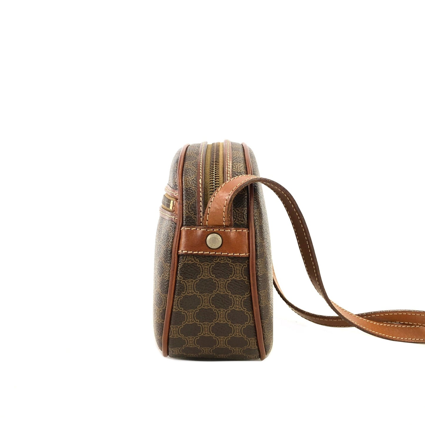 CELINE Macadam Blason Round Shoulderbag Brown Vintage Old celine tf7mng