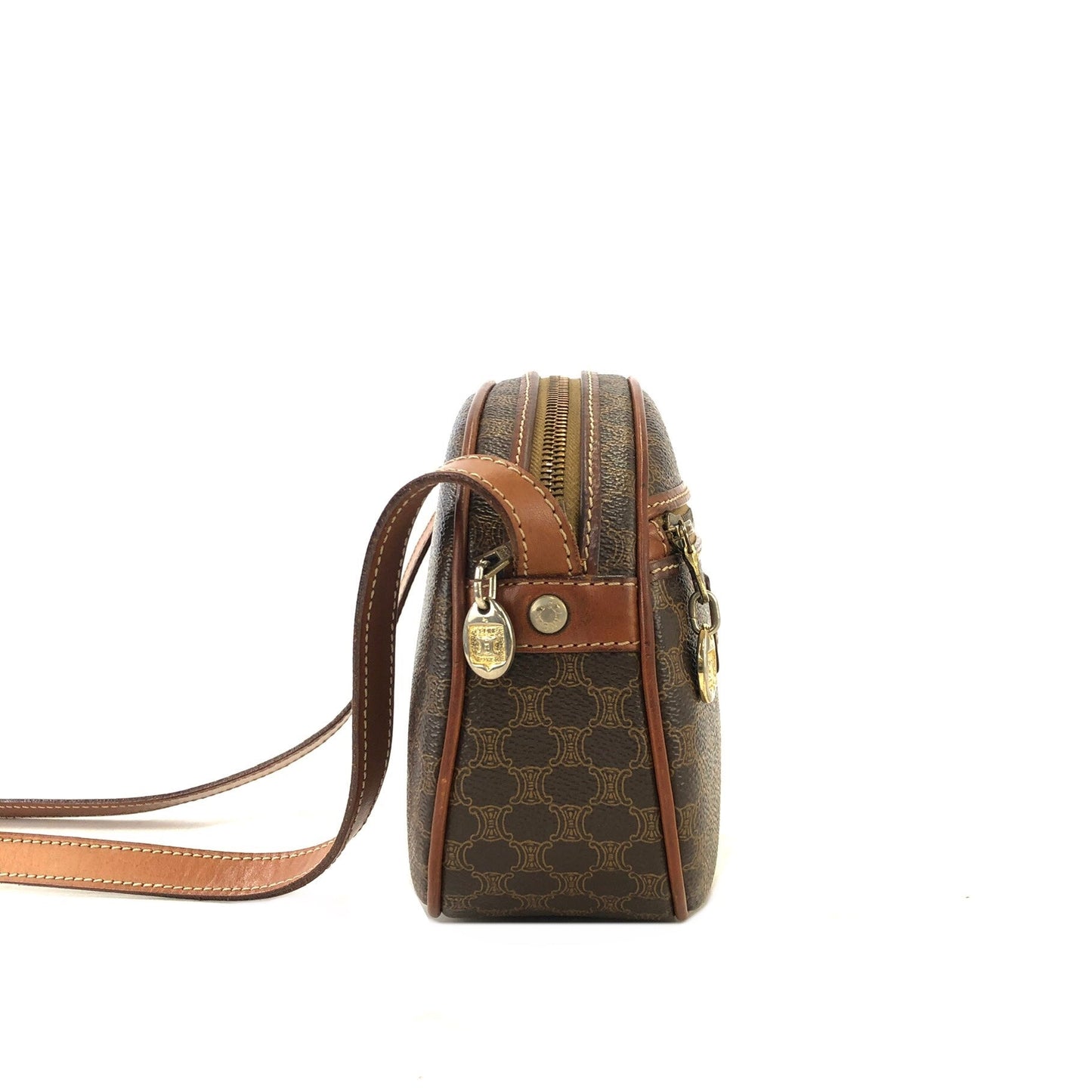 CELINE Macadam Blason Round Shoulderbag Brown Vintage Old celine tf7mng