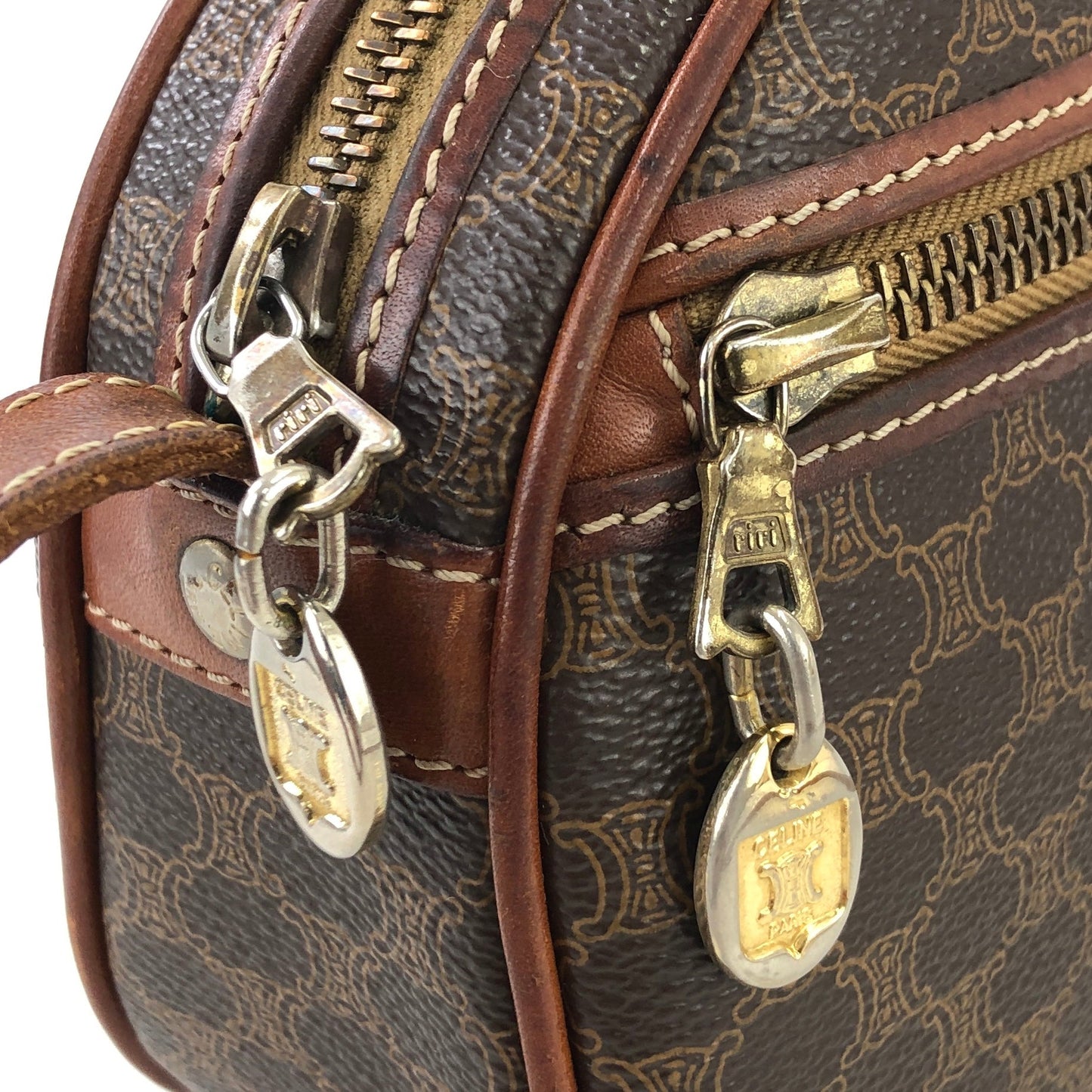 CELINE Macadam Blason Round Shoulderbag Brown Vintage Old celine tf7mng