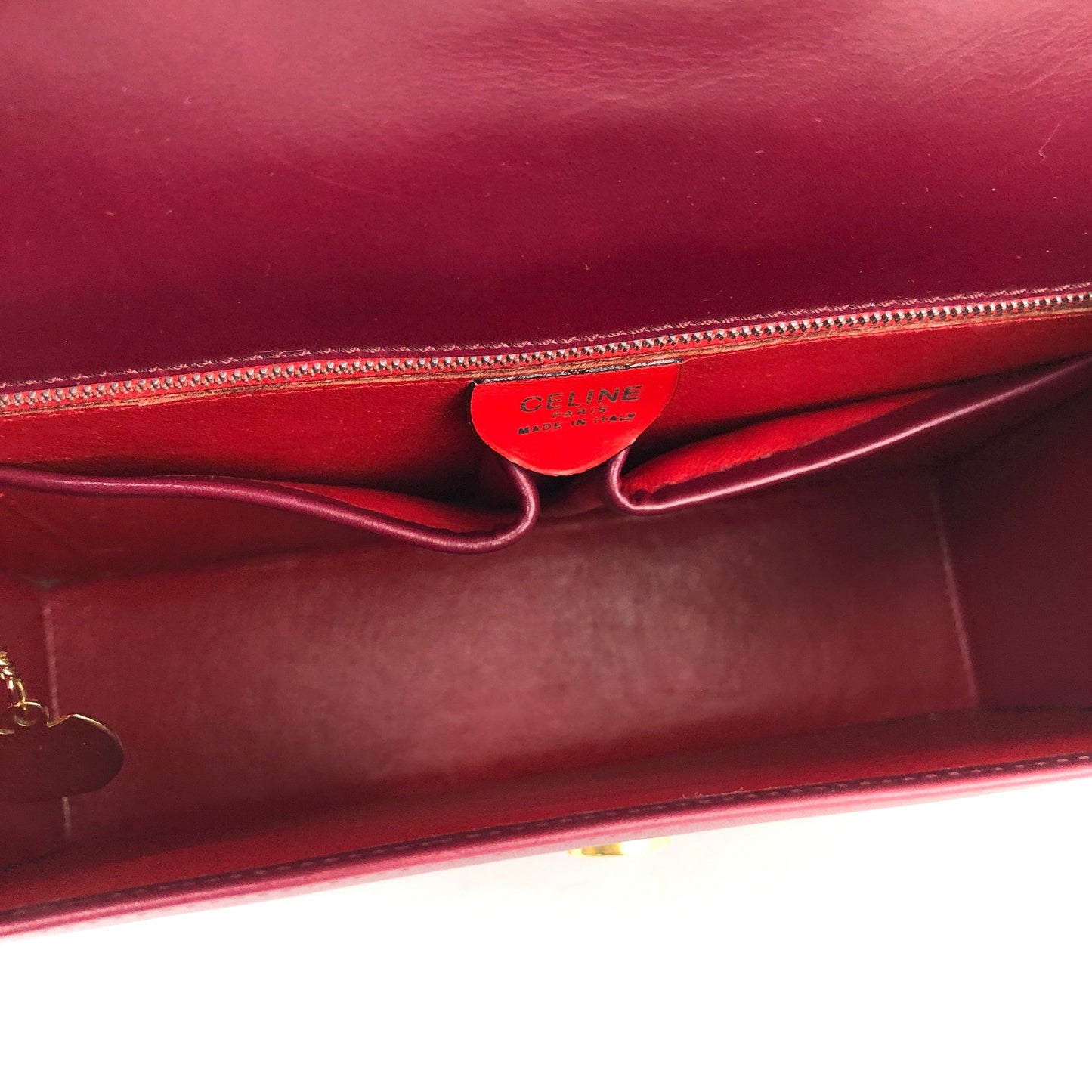 CELINE Front Buckle Crossbody Box Shoulder bag Wine red Vintage Old CELINE wvxw4y