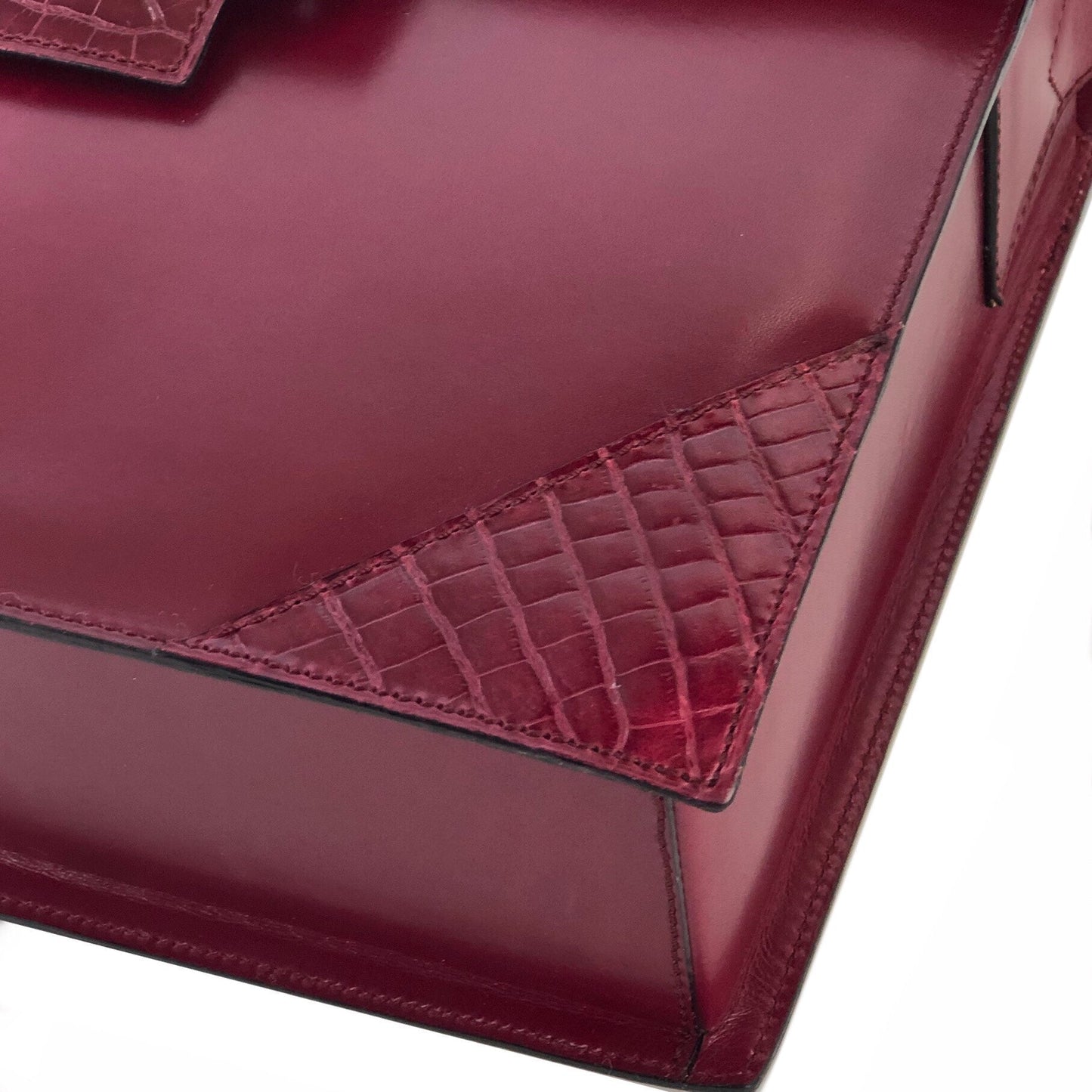 CELINE Front Buckle Crossbody Box Shoulder bag Wine red Vintage Old CELINE wvxw4y