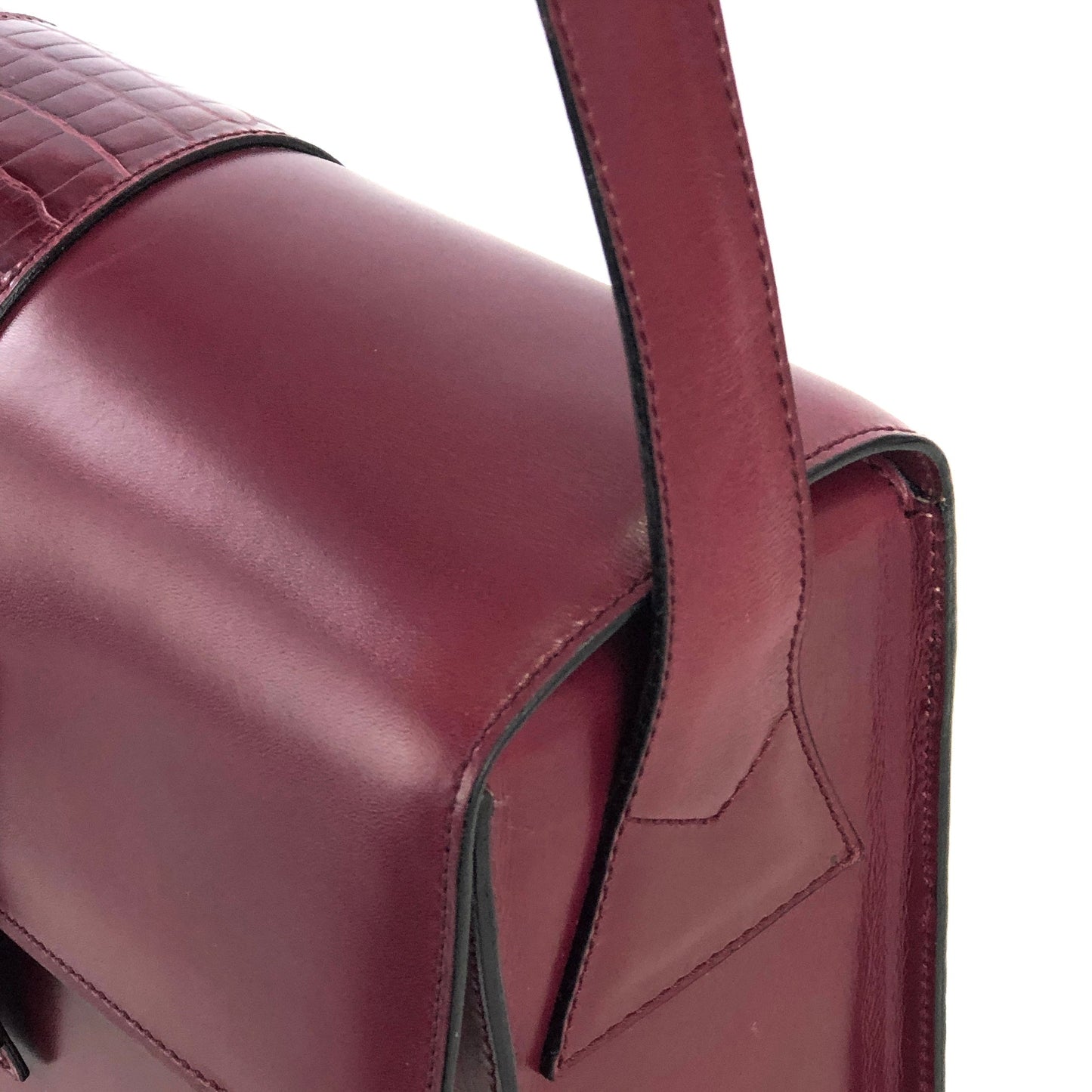 CELINE Front Buckle Crossbody Box Shoulder bag Wine red Vintage Old CELINE wvxw4y