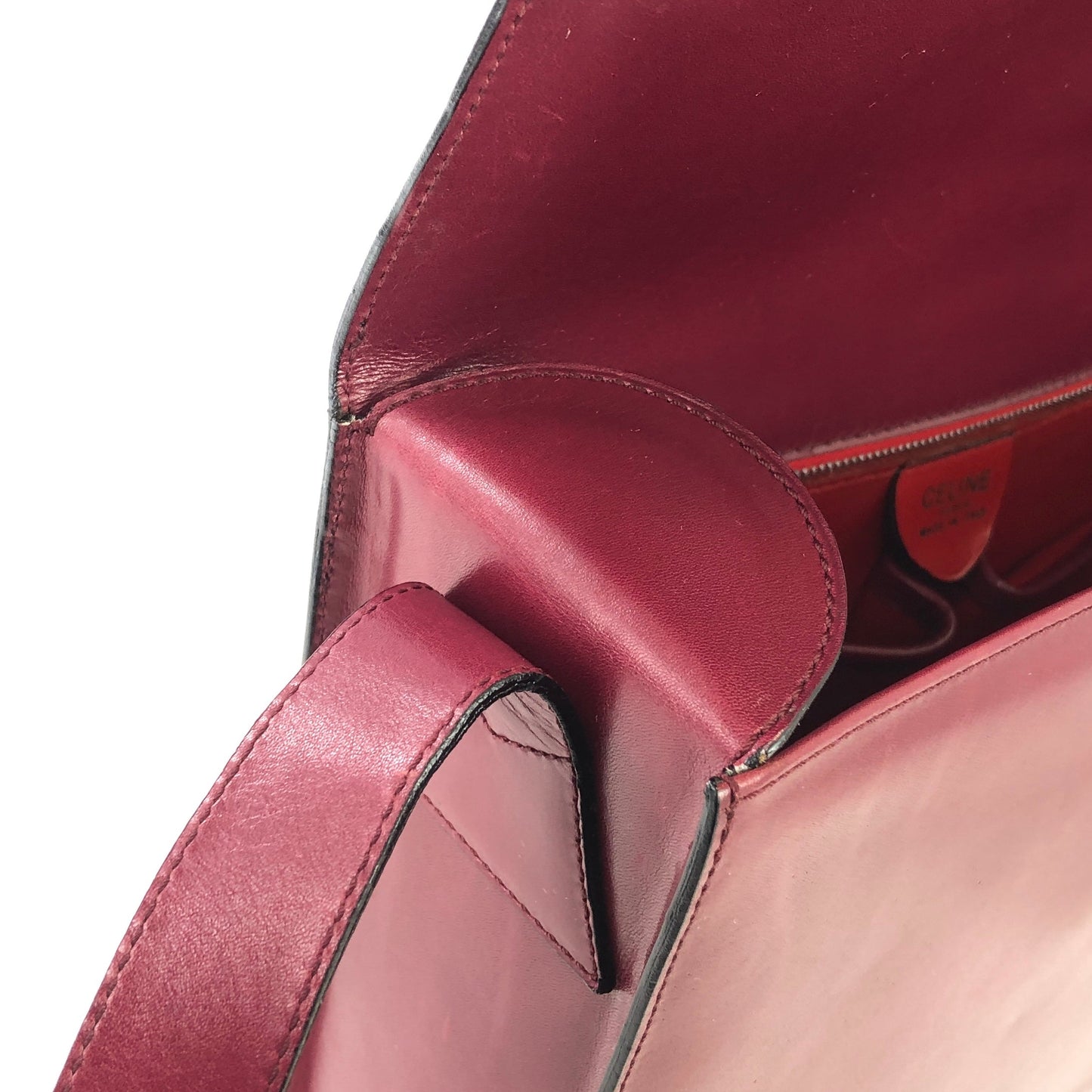 CELINE Front Buckle Crossbody Box Shoulder bag Wine red Vintage Old CELINE wvxw4y