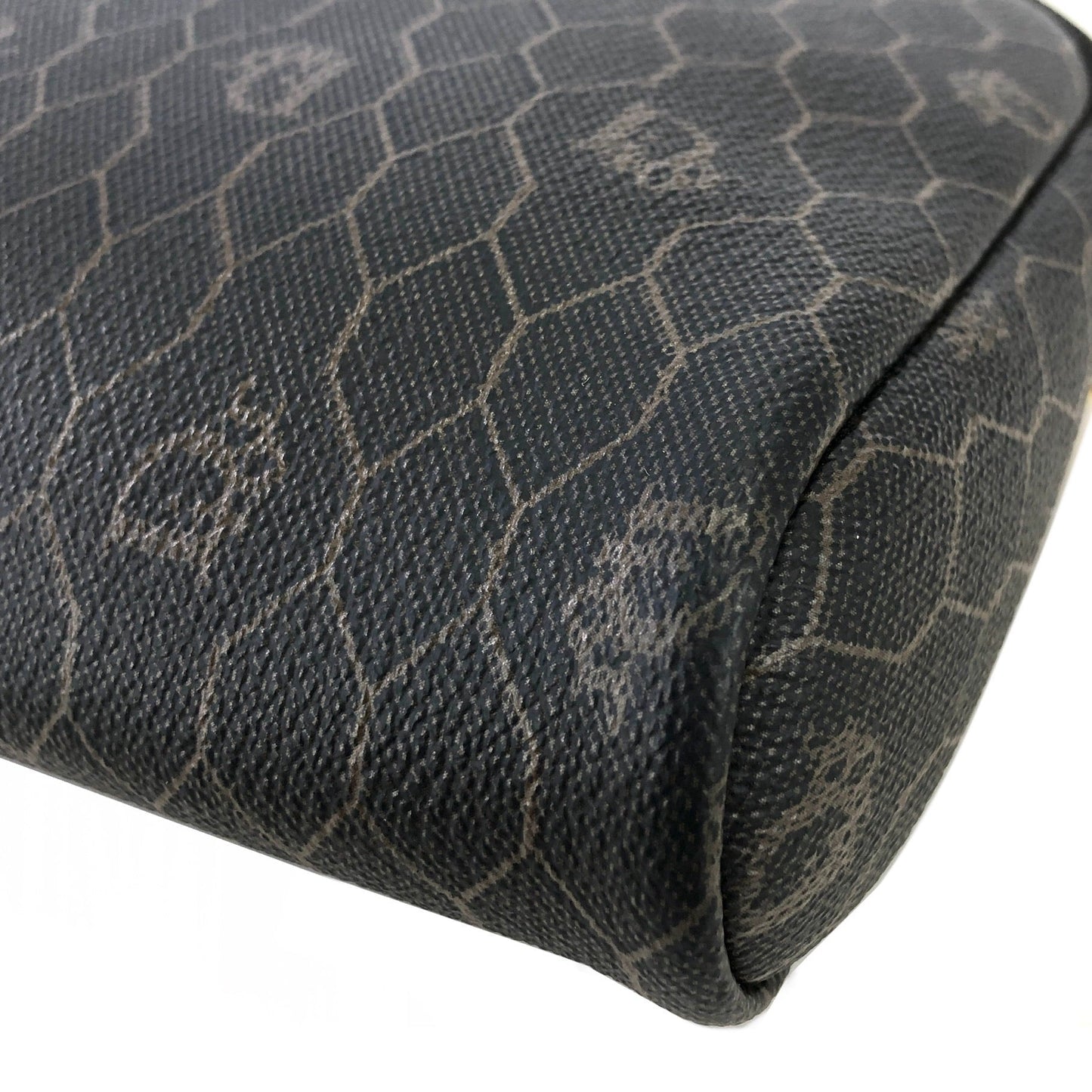Christian Dior Logo Honeycomb Pattern Crossbody Small Shoulderbag Black Brown Vintage Old bd8aen