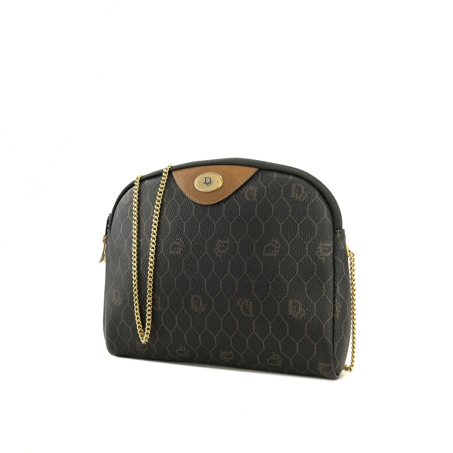 Christian Dior Logo Honeycomb Pattern Crossbody Small Shoulderbag Black Brown Vintage Old bd8aen
