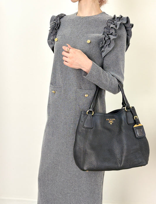 PRADA Logo Totebag Black Vintage fpj5iw