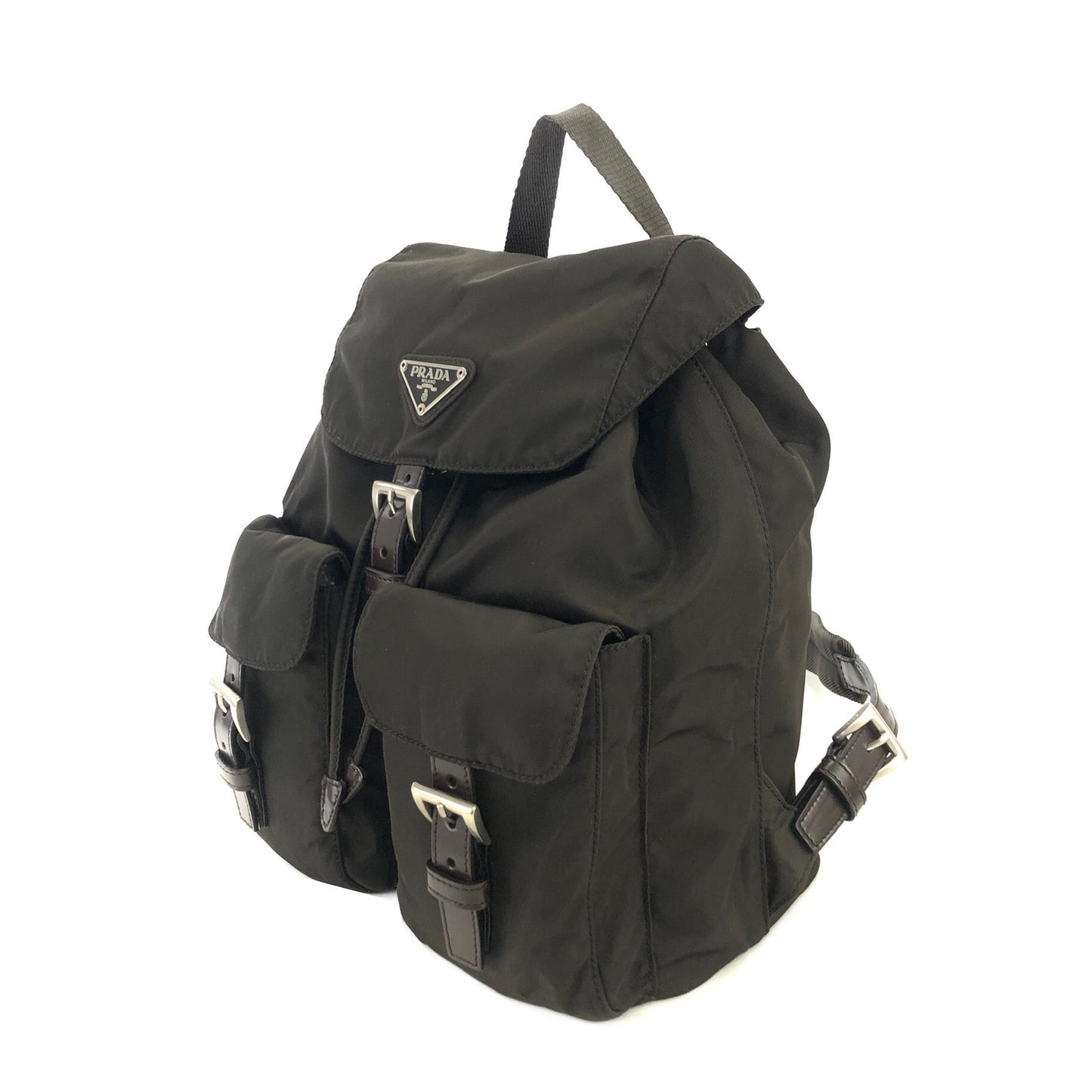 PRADA logo nylon leather backpack brown vintage pddjj7