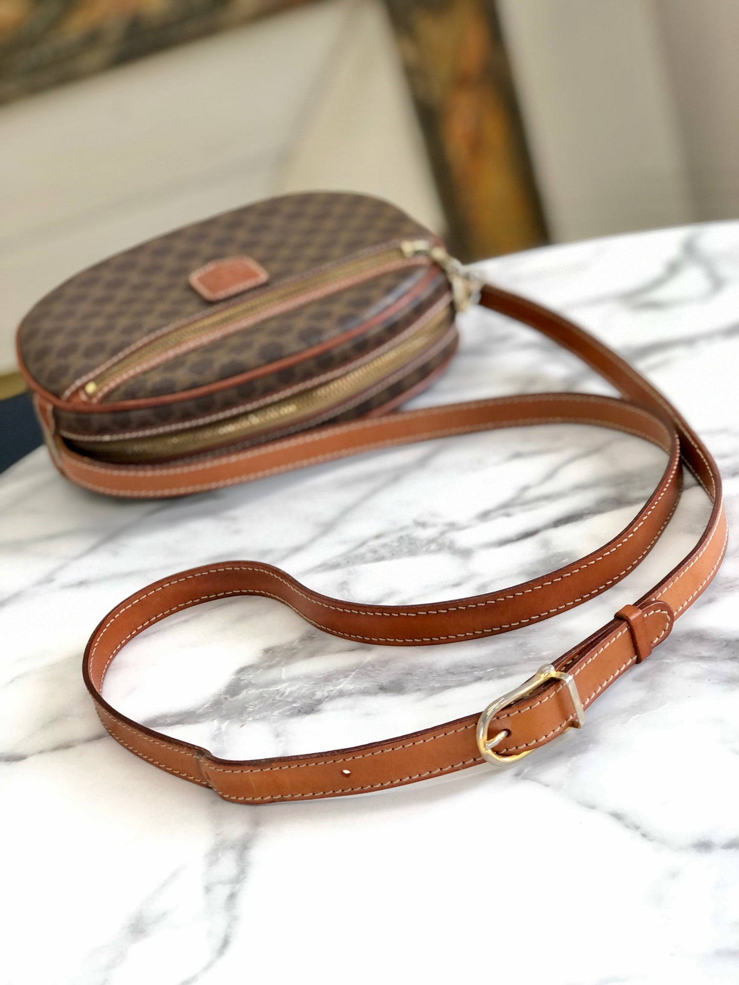 CELINE Macadam Blason Round Shoulderbag Brown Vintage Old celine tf7mng