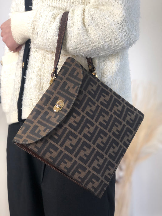FENDI Zucca Handbag Brown Vintage 5pdvzg