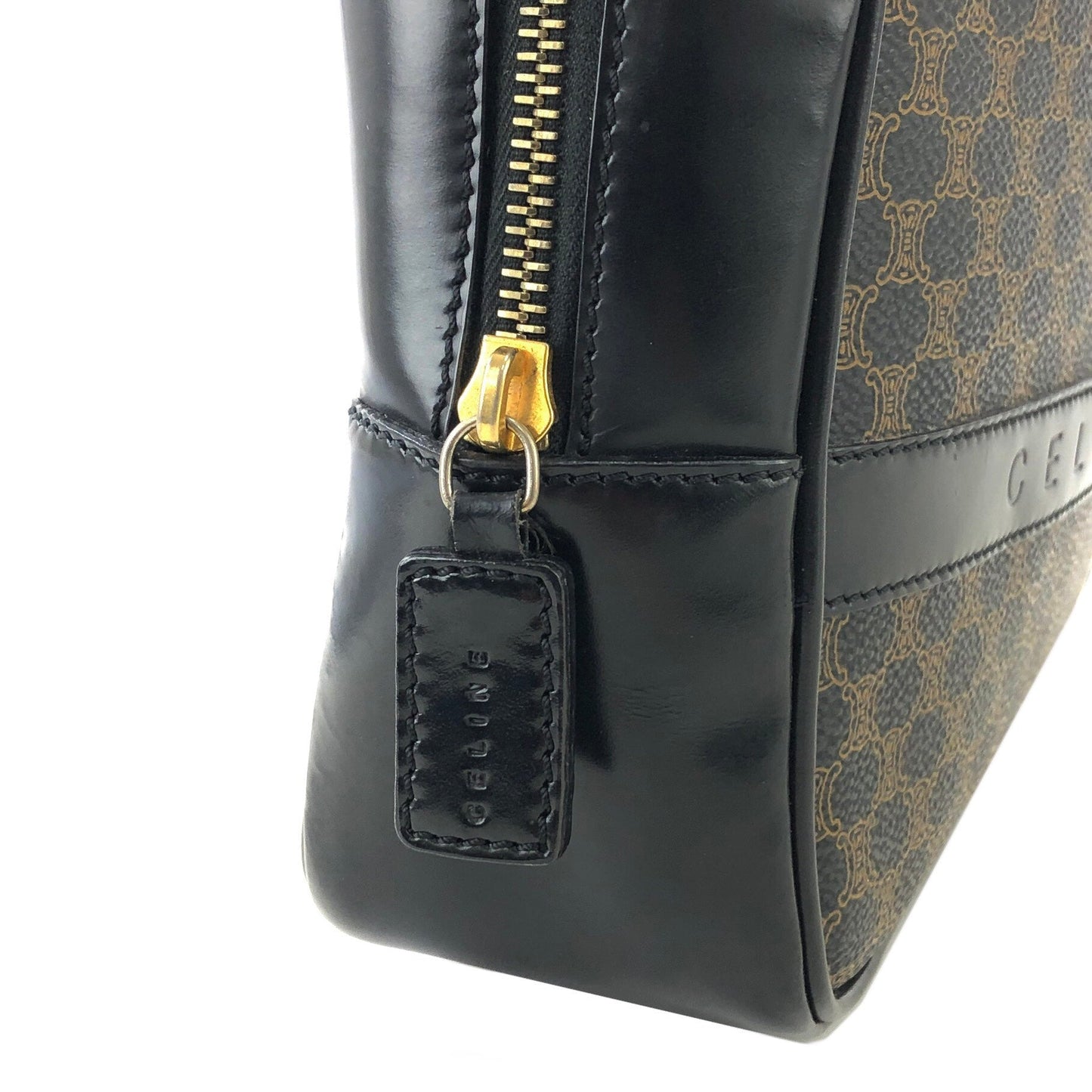 CELINE Logo Macadam Handbag Brown Vintage Old Celine dr2czg