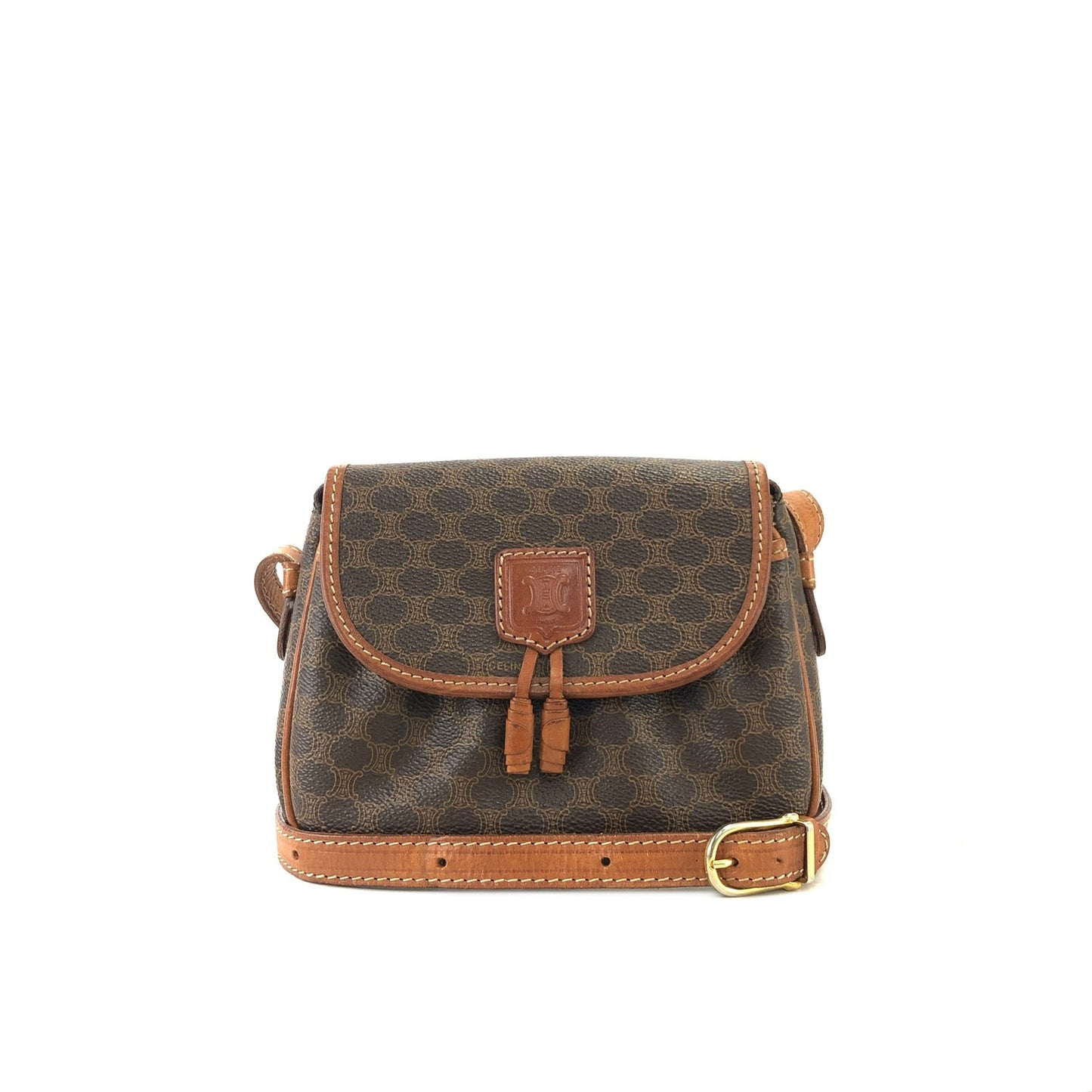 CELINE Macadam Blason Tassel Small Shoulderbag Brown Vintage Old celine my22ht
