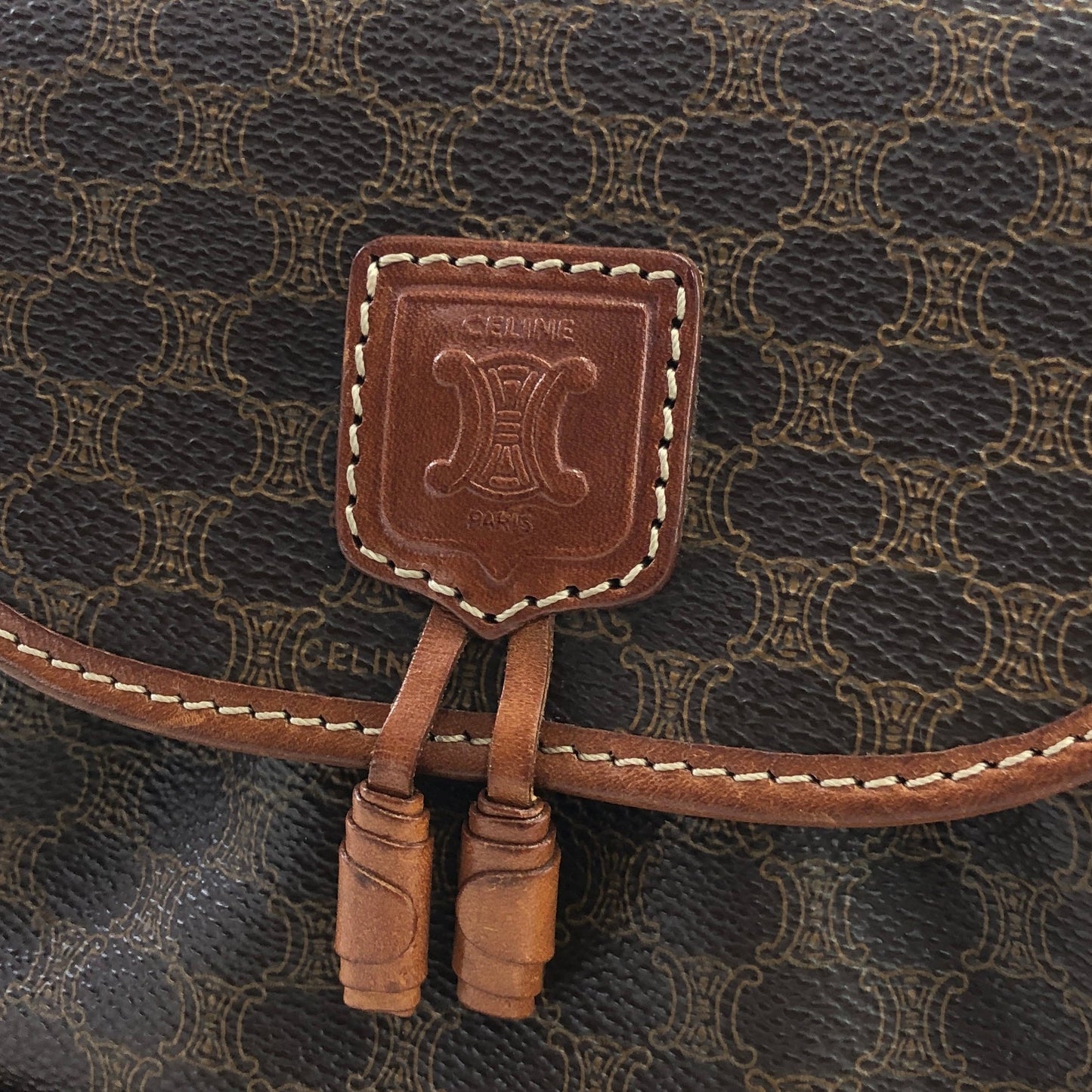 CELINE Macadam Blason Tassel Small Shoulderbag Brown Vintage Old celine my22ht