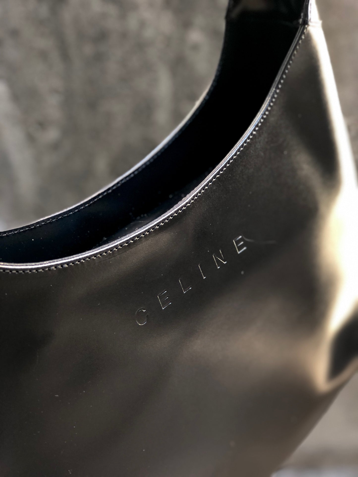 CELINE Logo Hobobag Handbag AVA Black Old Celine vintage tn8fbb