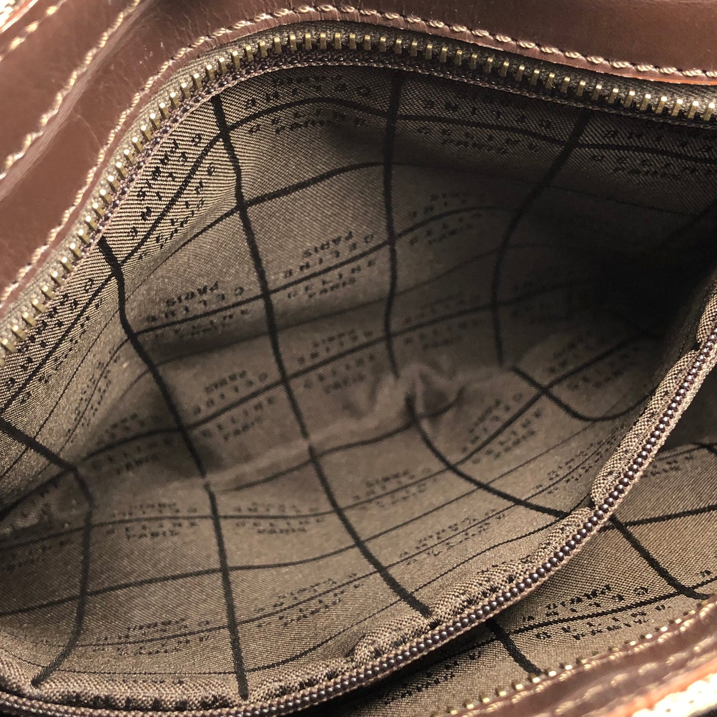 CELINE C Macadam Jacquard Shoulder bag Hobobag Brown AVA Old Celine Vintage kgpdes
