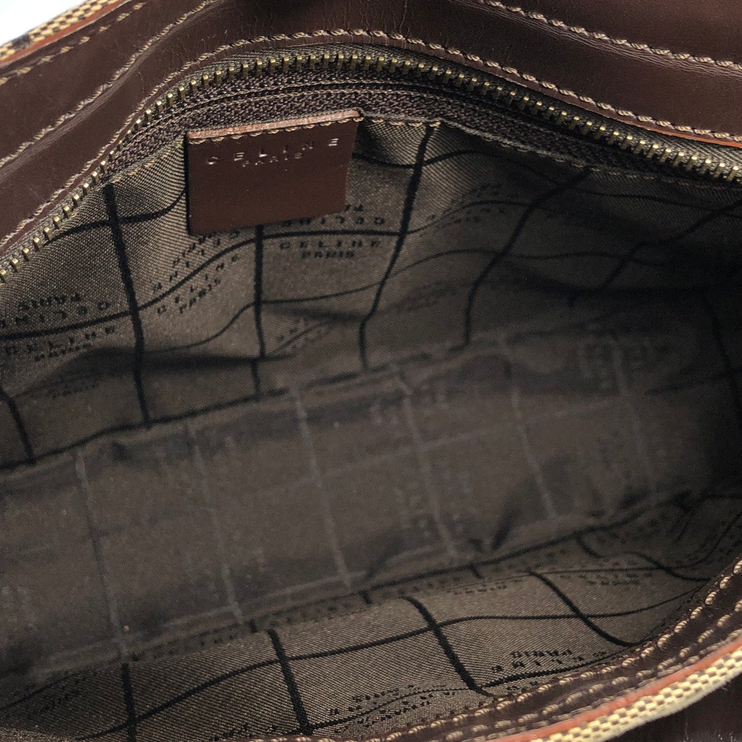 CELINE C Macadam Jacquard Shoulder bag Hobobag Brown AVA Old Celine Vintage kgpdes