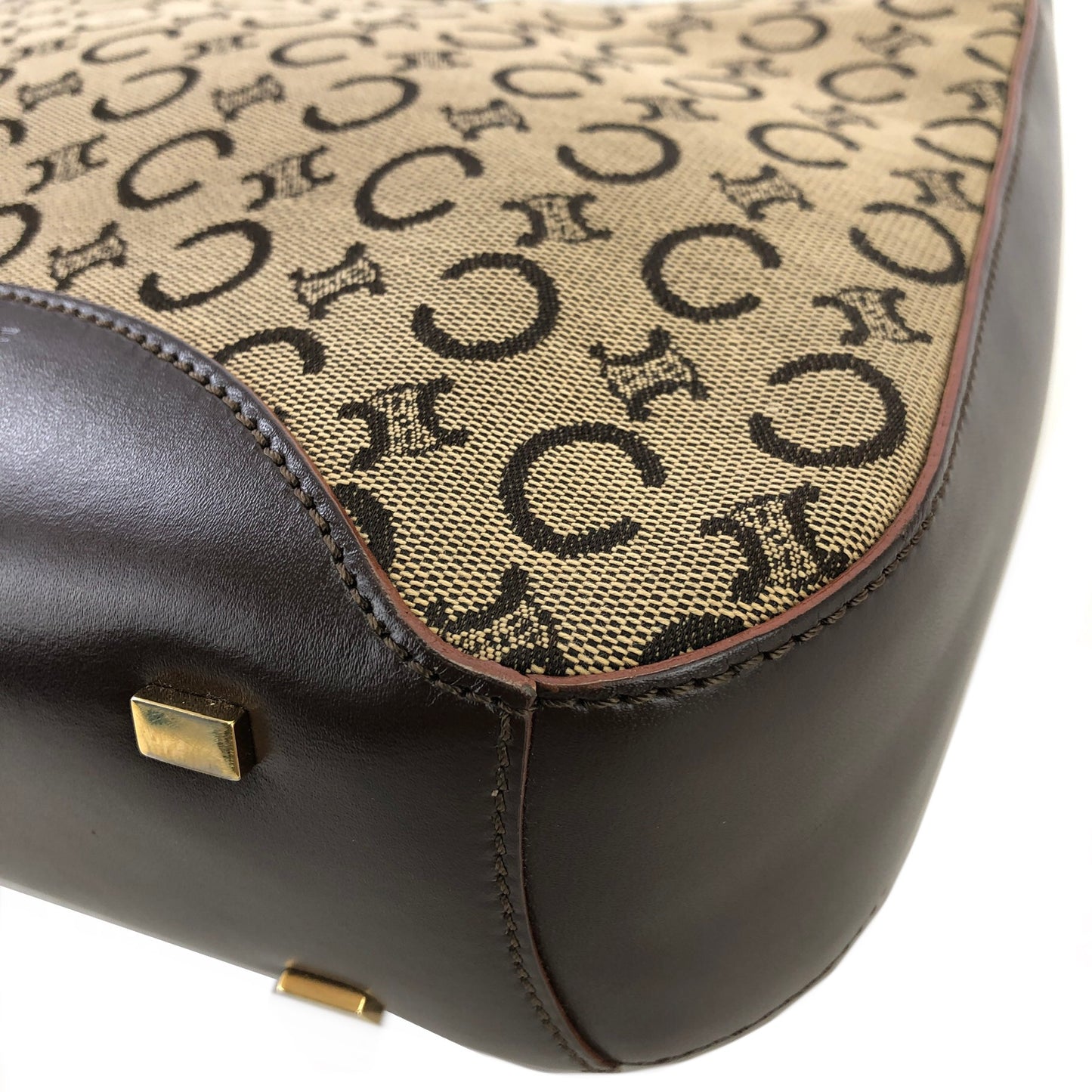 CELINE C Macadam Jacquard Shoulder bag Hobobag Brown AVA Old Celine Vintage kgpdes