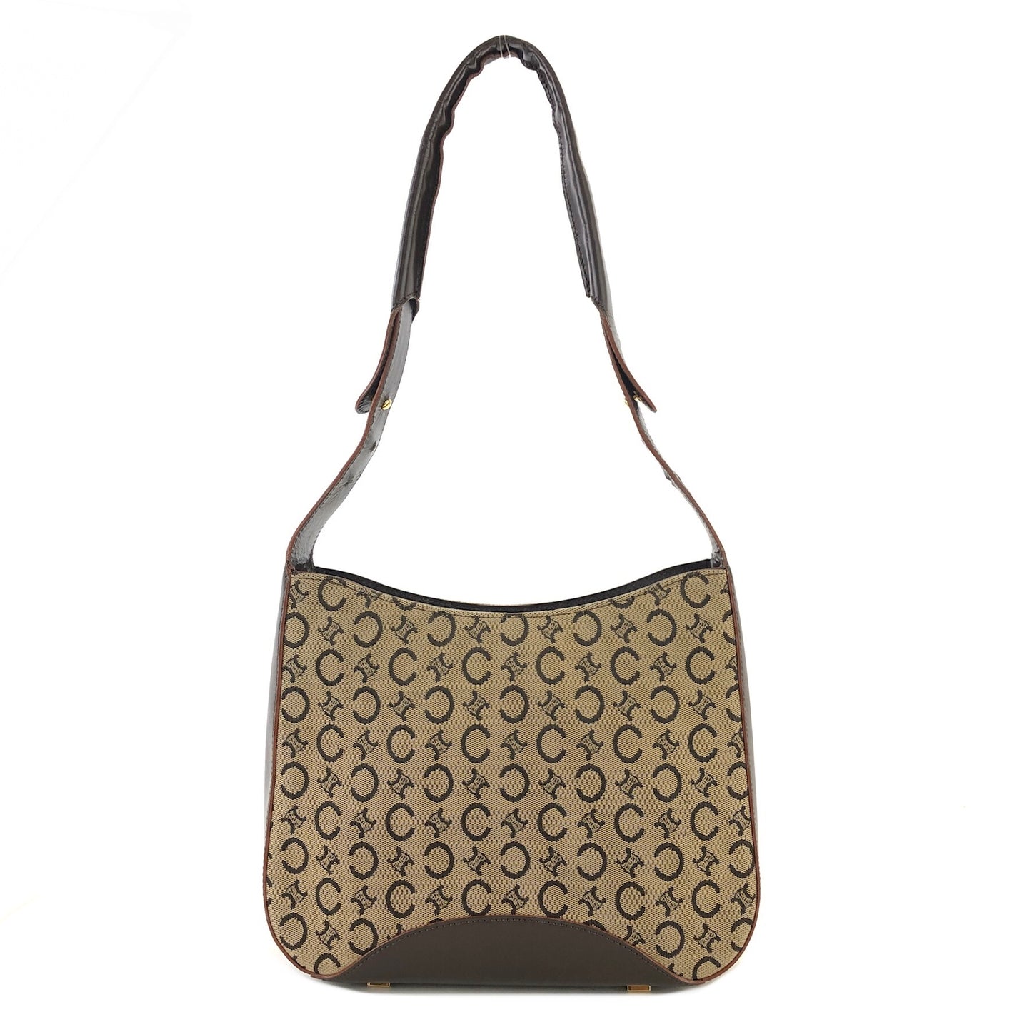 CELINE C Macadam Jacquard Shoulder bag Hobobag Brown AVA Old Celine Vintage kgpdes