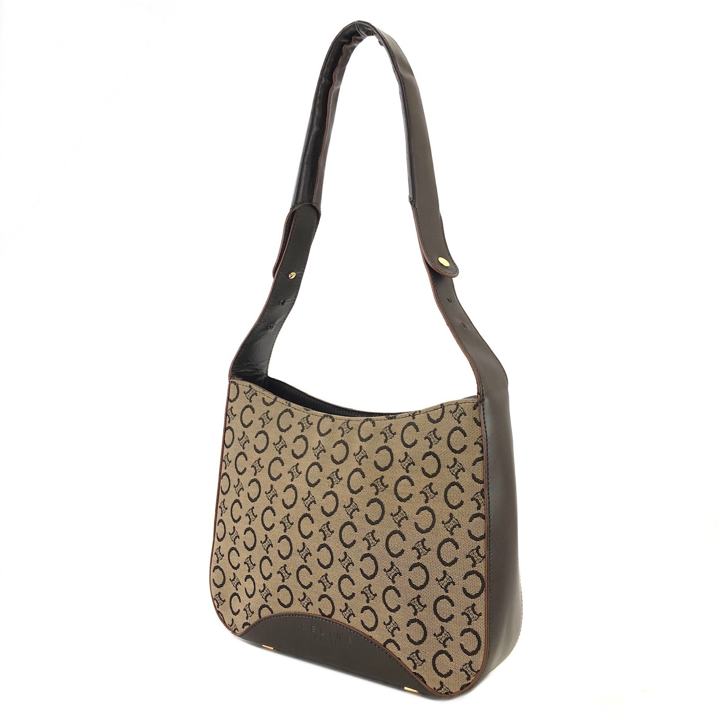 CELINE C Macadam Jacquard Shoulder bag Hobobag Brown AVA Old Celine Vintage kgpdes