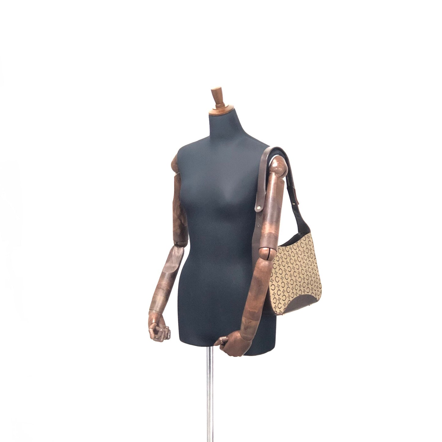 CELINE C Macadam Jacquard Shoulder bag Hobobag Brown AVA Old Celine Vintage kgpdes