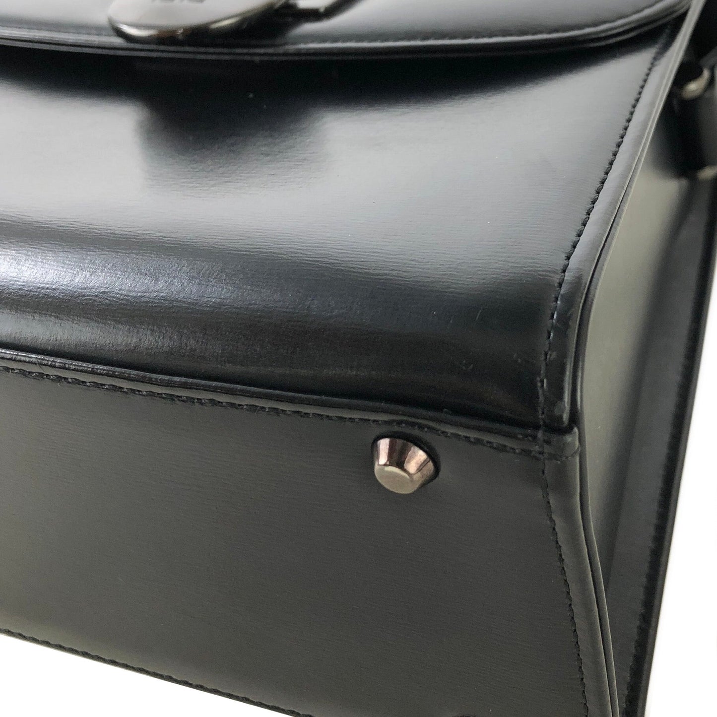 GIVENCHY Turn lock Two-way Logo Small Handbag Black Vintage Old 3kcpa6
