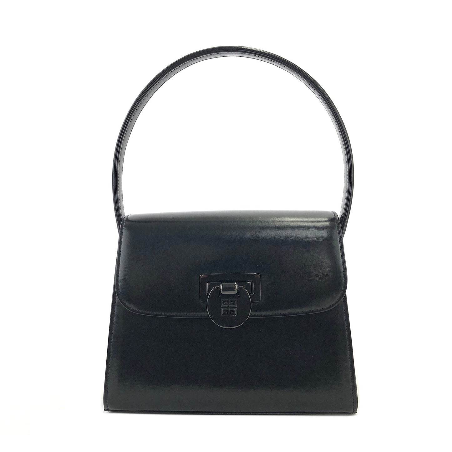 GIVENCHY Turn lock Two-way Logo Small Handbag Black Vintage Old 3kcpa6