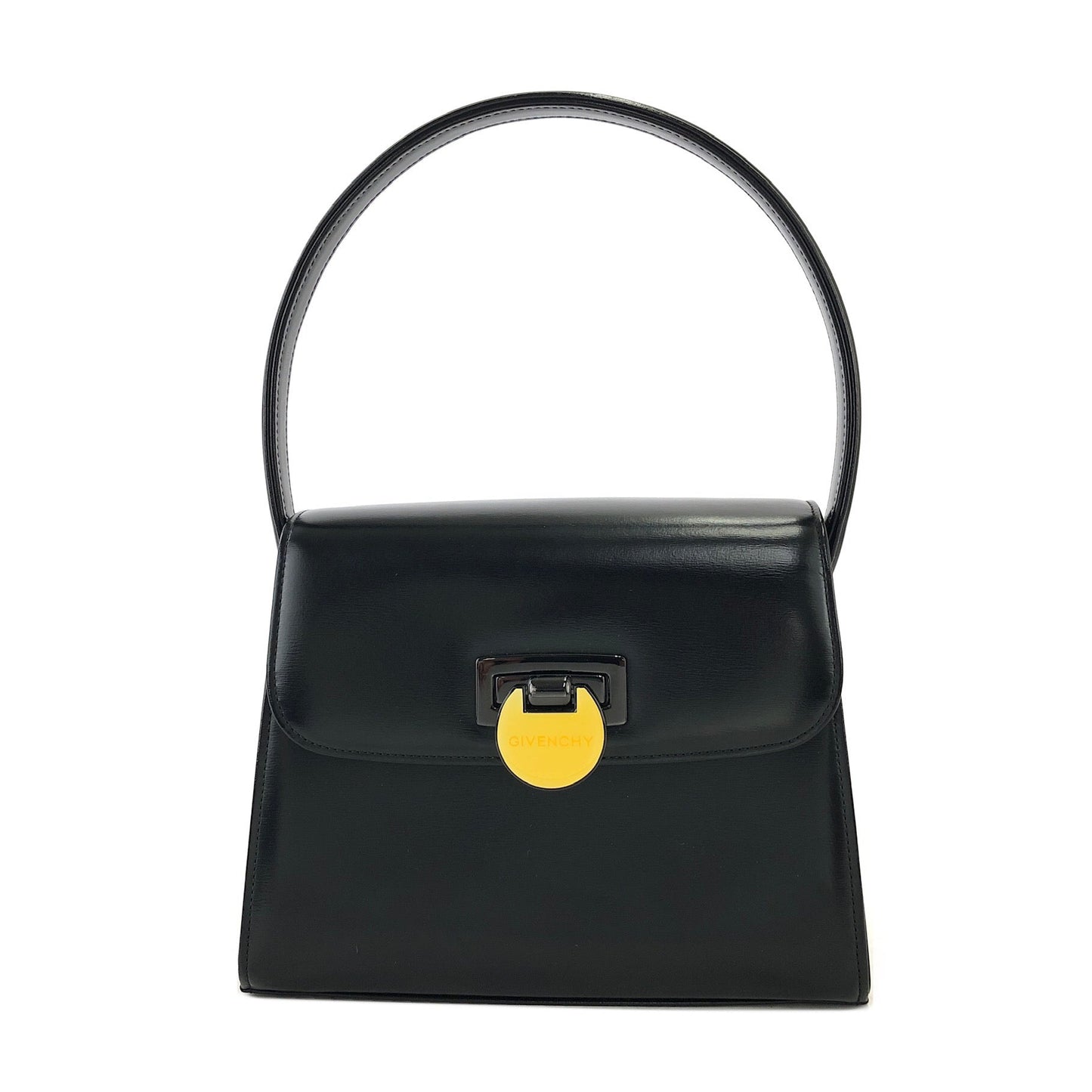 GIVENCHY Turn lock Two-way Logo Small Handbag Black Vintage Old 3kcpa6