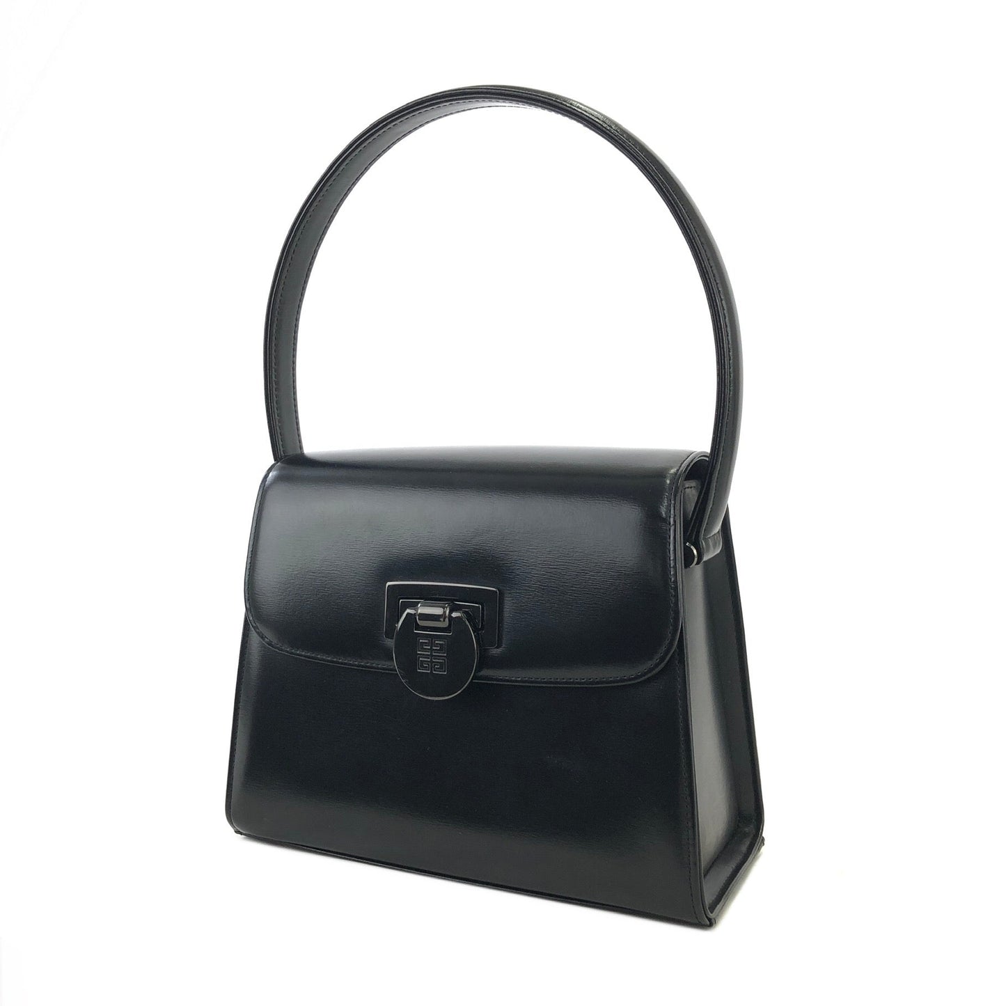 GIVENCHY Turn lock Two-way Logo Small Handbag Black Vintage Old 3kcpa6