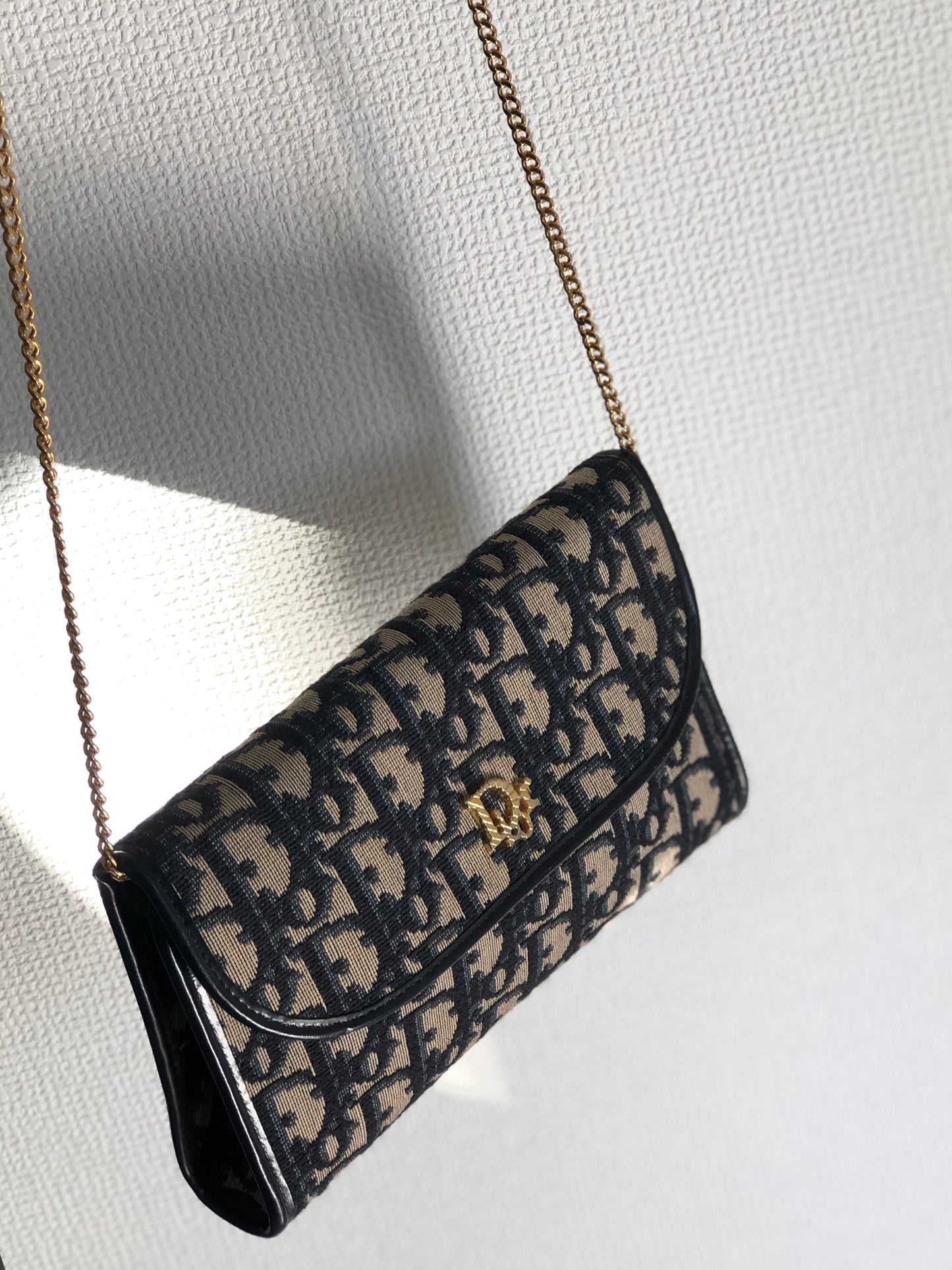 Christian Dior Trotter Jacquard Chain Mini Shoulder bag Navy Vintage Old 4w7zyh
