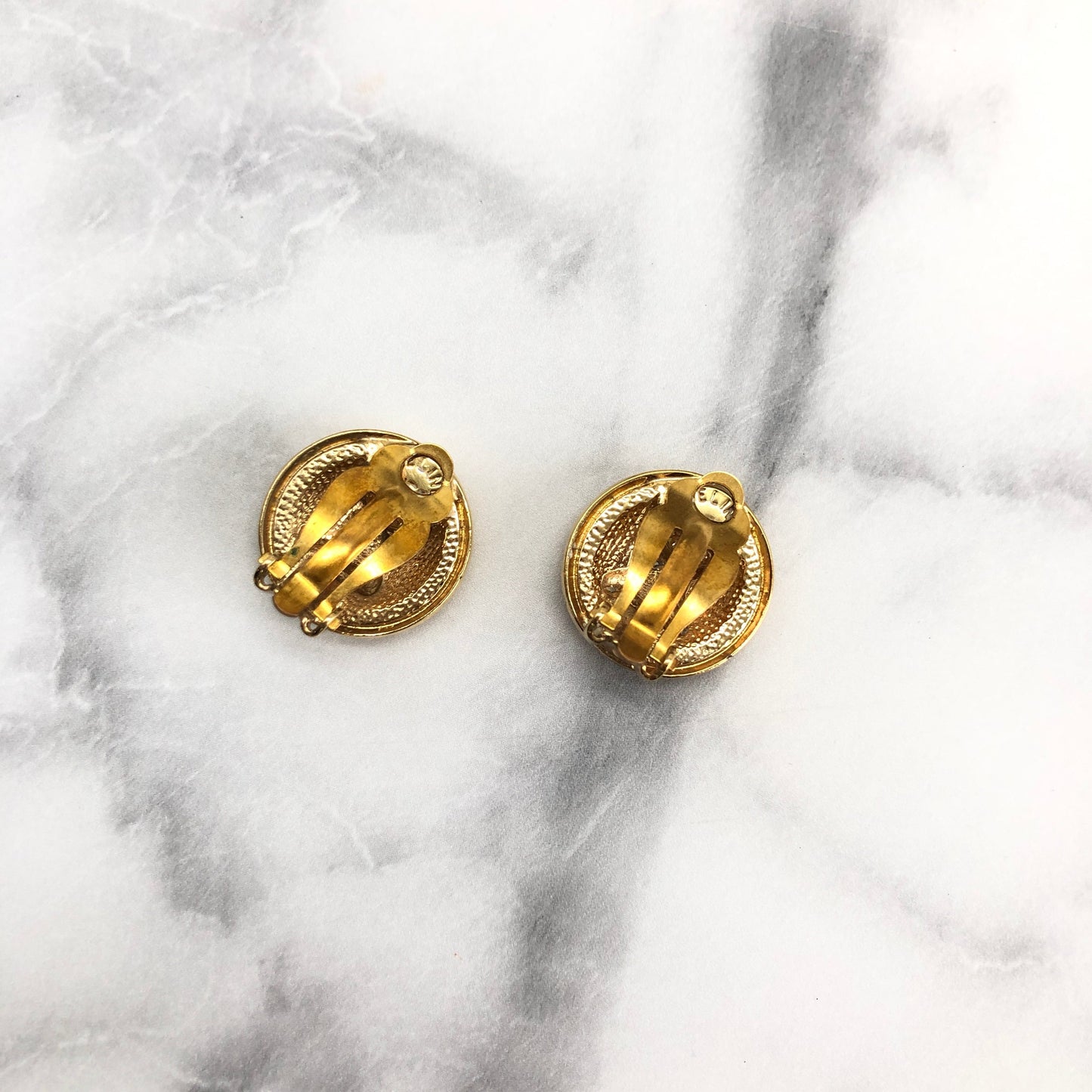 CELINE Triomphe Circle earrings white gold vintage old accessories g22nck
