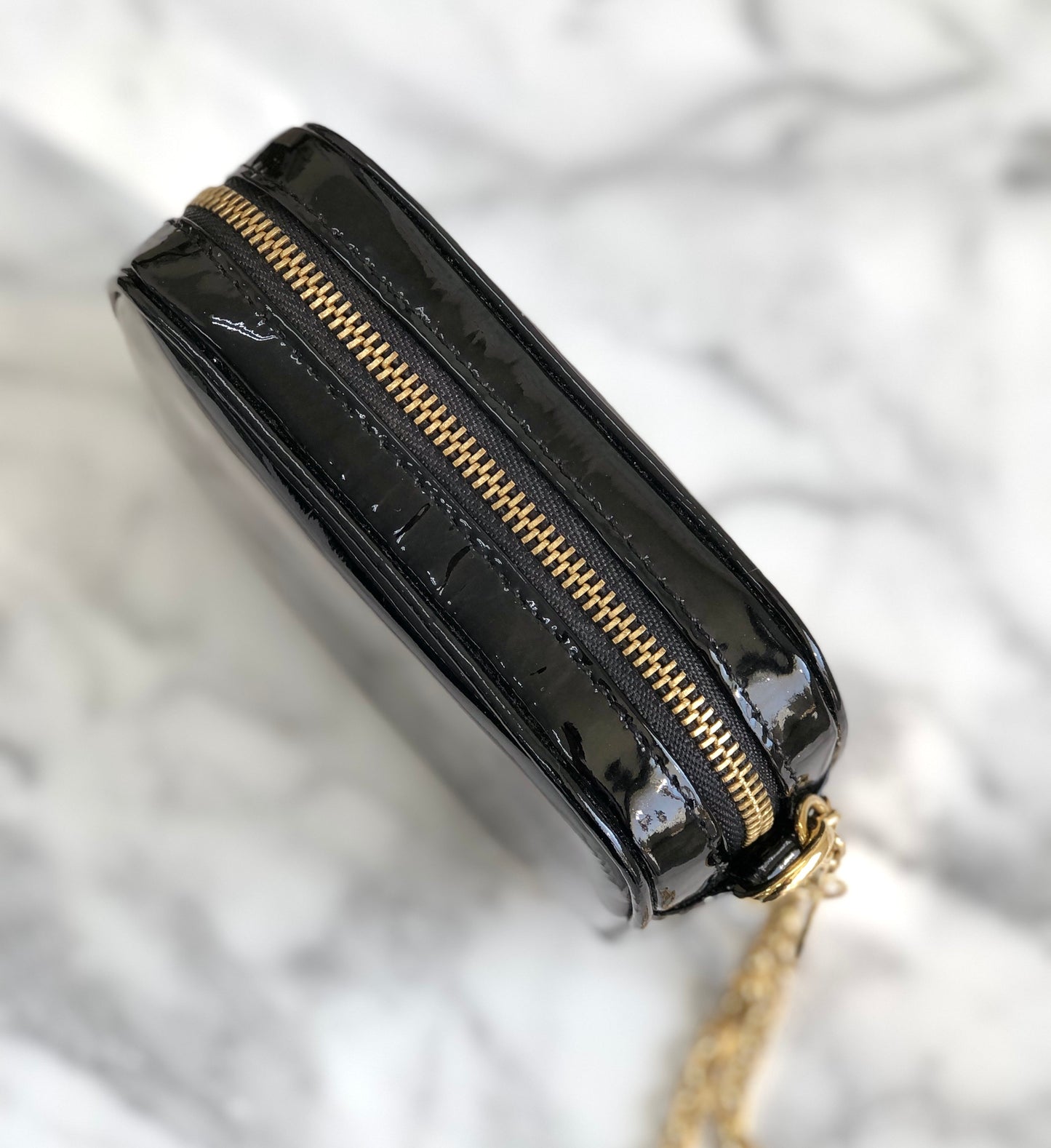 LOEWE Patent leather Chain Mini bag Pouch Black Vintage Old cg2mth
