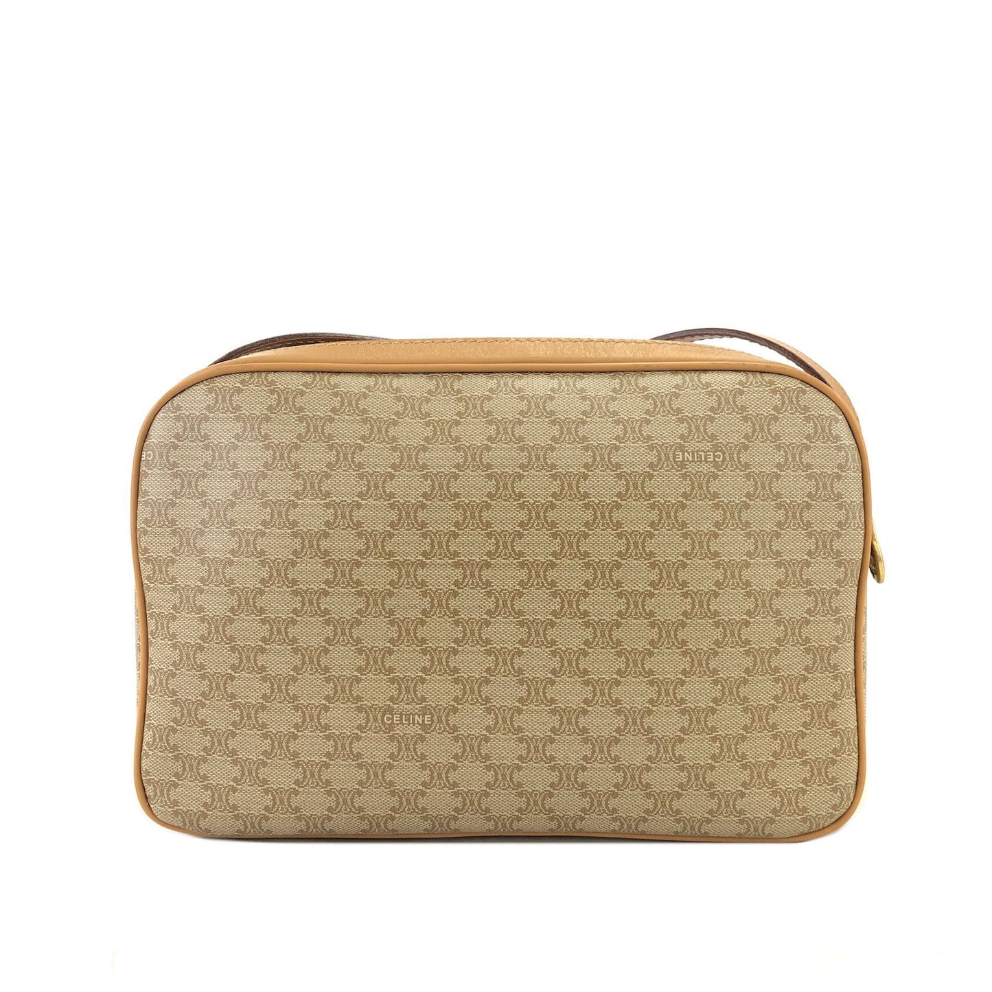 CELINE Macadam Gancini Double Zipper Shoulder bag Beige Vintage Old CELINE ka2sir