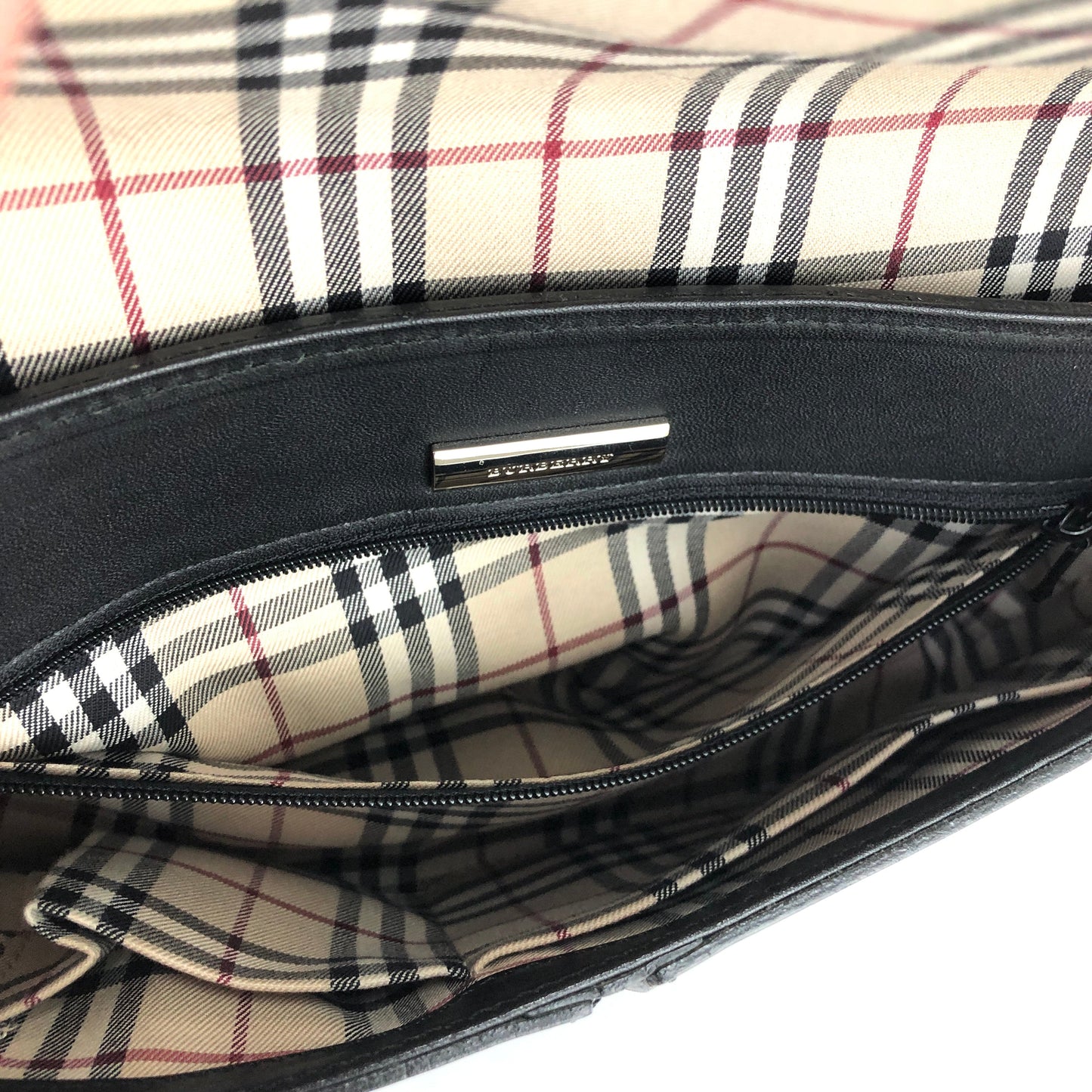 Burberrys Classic check Handbag Shoulder bag Black Vintage Old tsbz8h