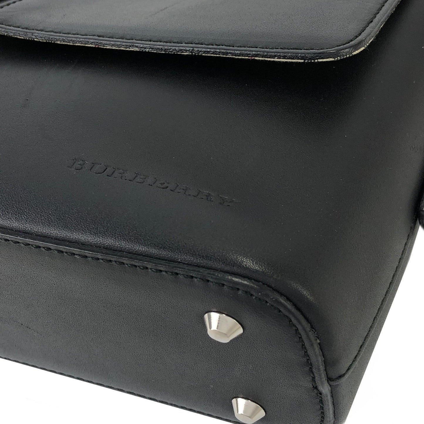 Burberrys Classic check Handbag Shoulder bag Black Vintage Old tsbz8h