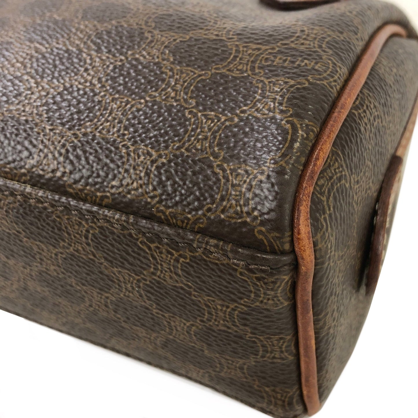 CELINE Macadam Two-way Shoulder bag Mini Boston bag Handbag Brown Vintage Old CELINE ct8j77