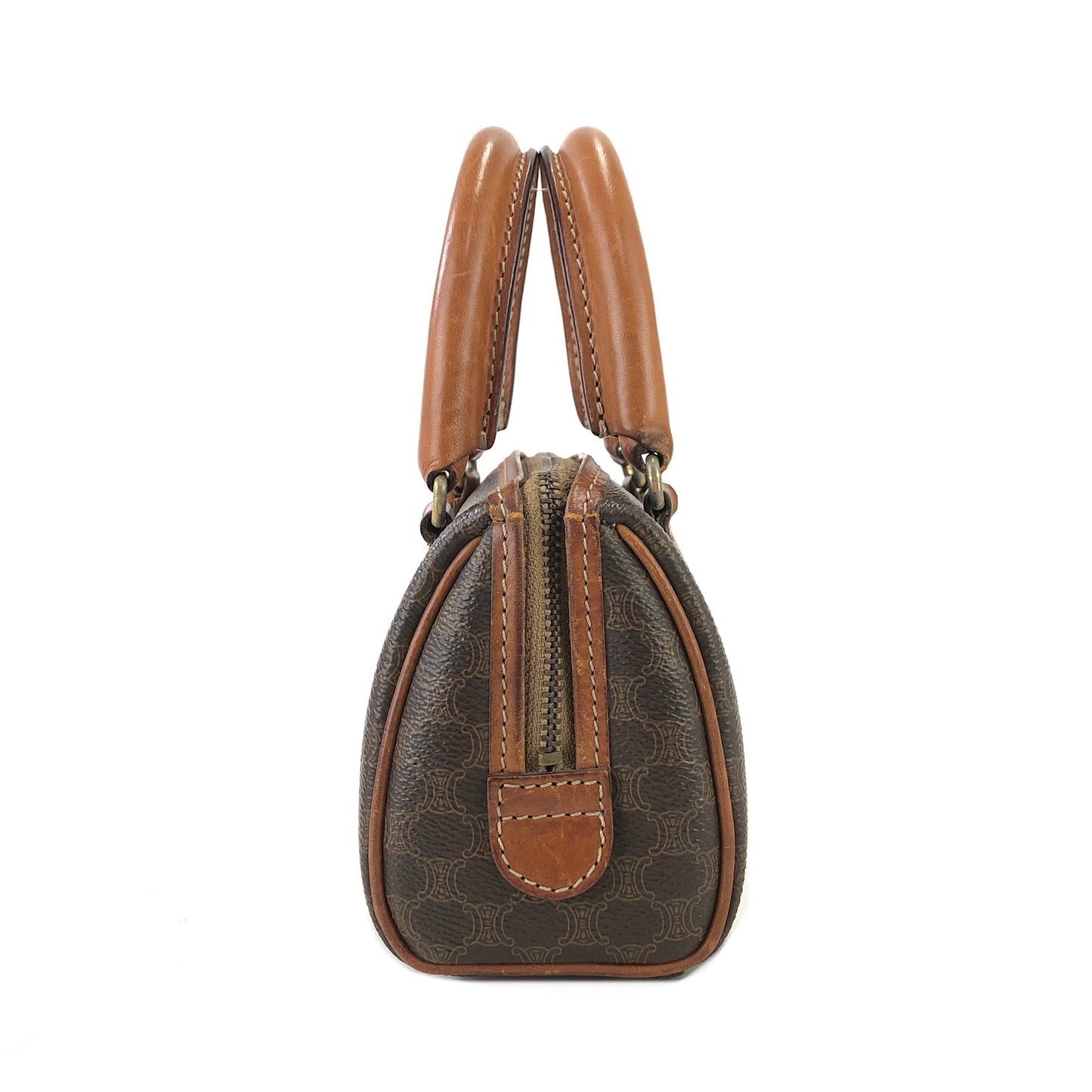 CELINE Macadam Two-way Shoulder bag Mini Boston bag Handbag Brown Vintage Old CELINE ct8j77