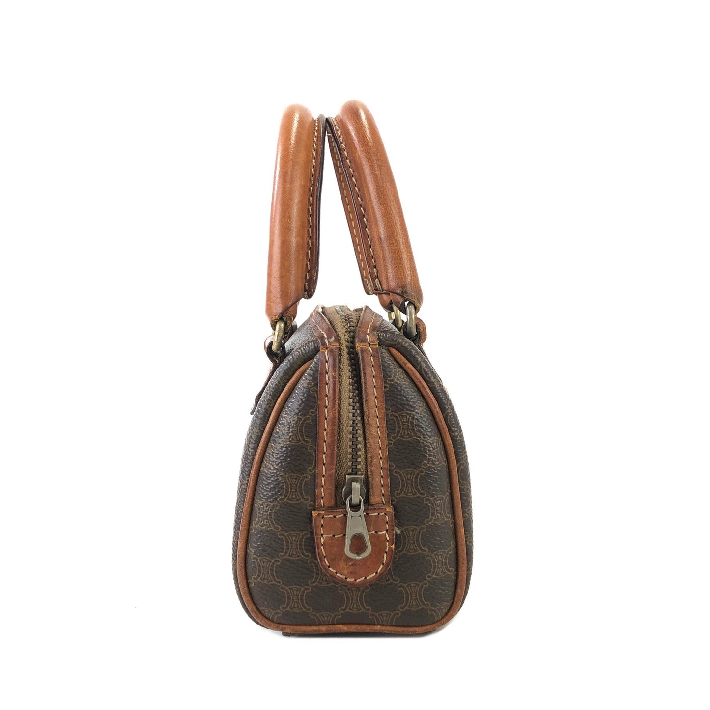 CELINE Macadam Two-way Shoulder bag Mini Boston bag Handbag Brown Vintage Old CELINE ct8j77