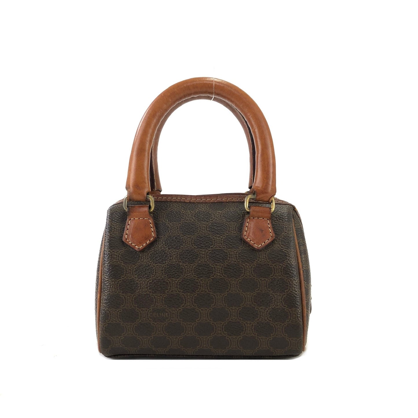 CELINE Macadam Two-way Shoulder bag Mini Boston bag Handbag Brown Vintage Old CELINE ct8j77
