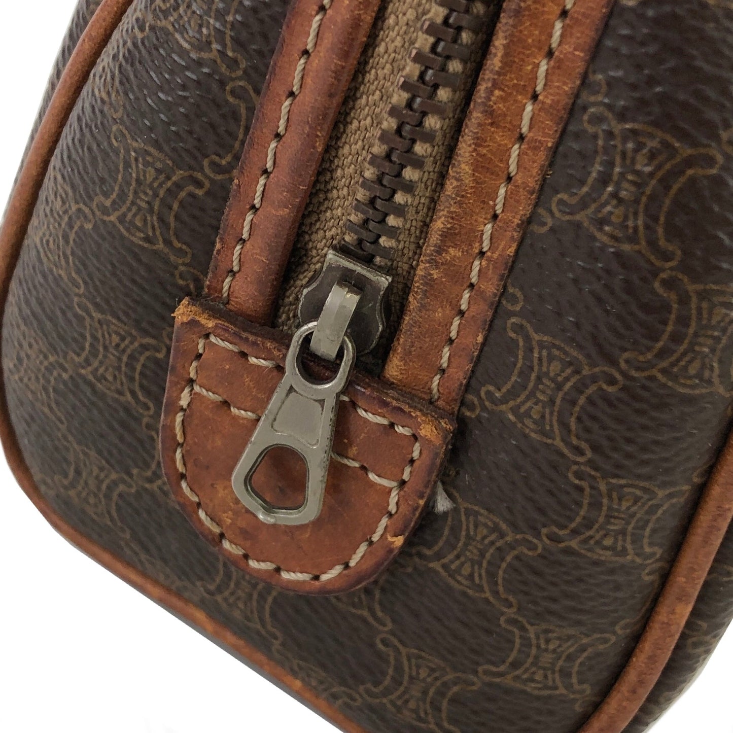 CELINE Macadam Two-way Shoulder bag Mini Boston bag Handbag Brown Vintage Old CELINE ct8j77