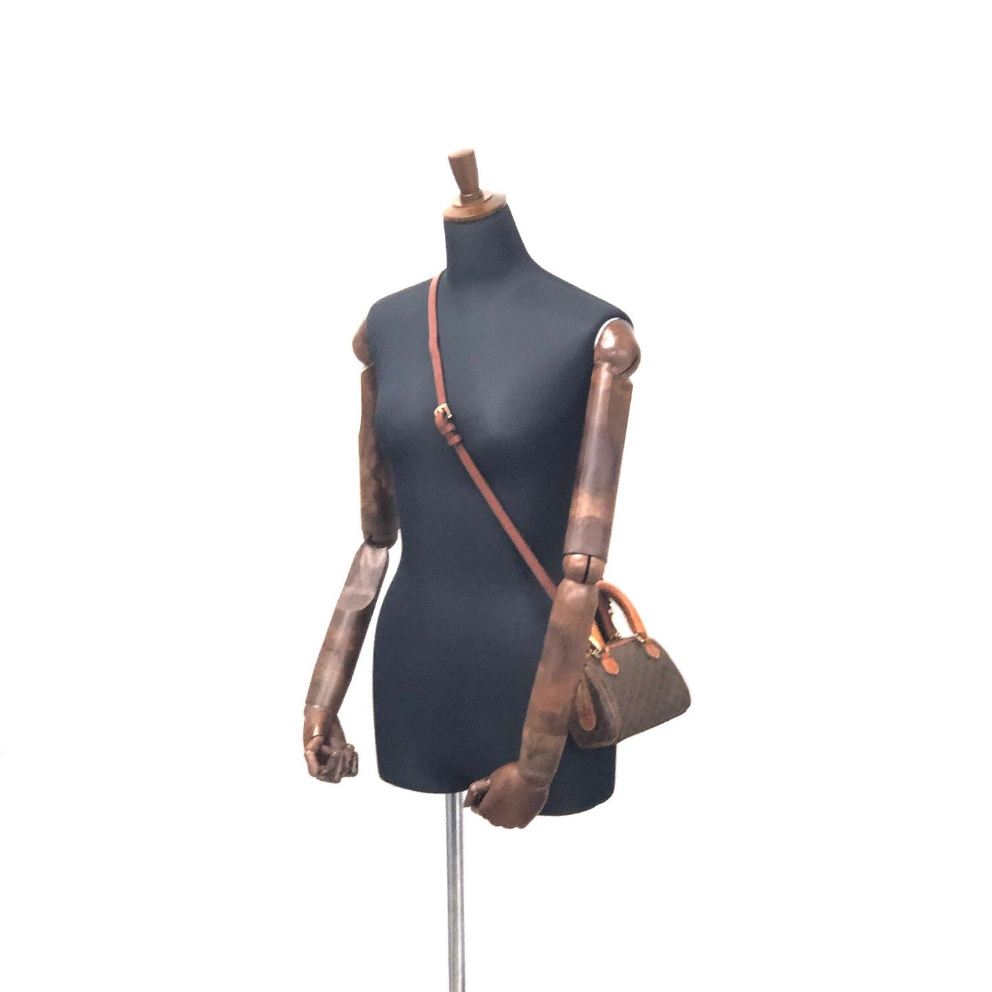CELINE Macadam Two-way Shoulder bag Mini Boston bag Handbag Brown Vintage Old CELINE ct8j77