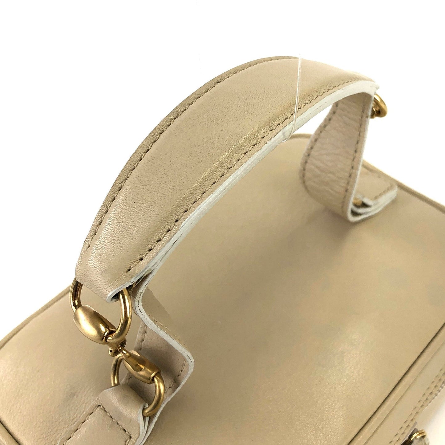 GUCCI Horse bit Mini Handbag Vanitybag Pouch Beige Vintage Old Gucci jsn62y