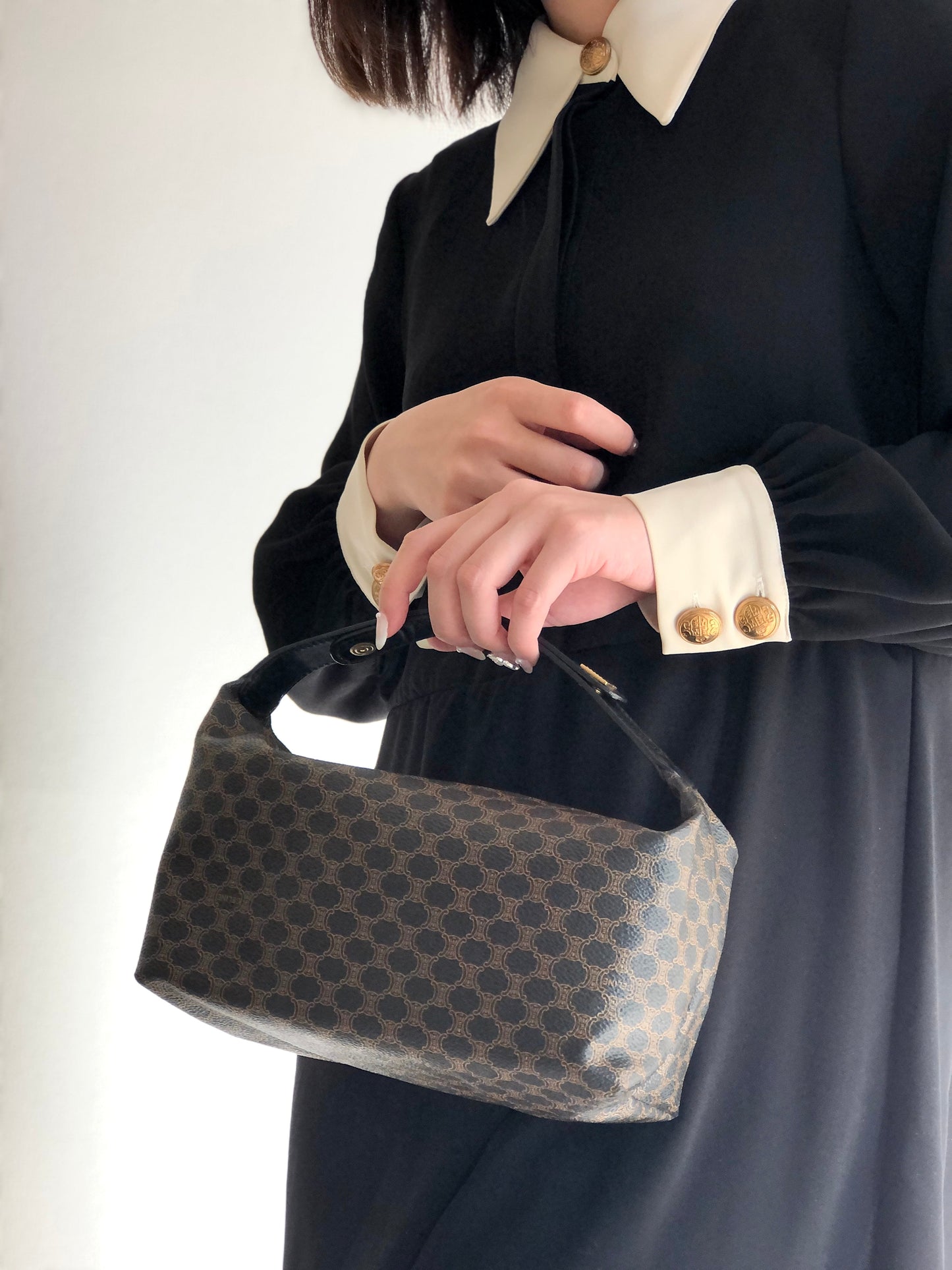 CELINE Macadam Handag Hobobag Black Old Celine Vintage txu7cb