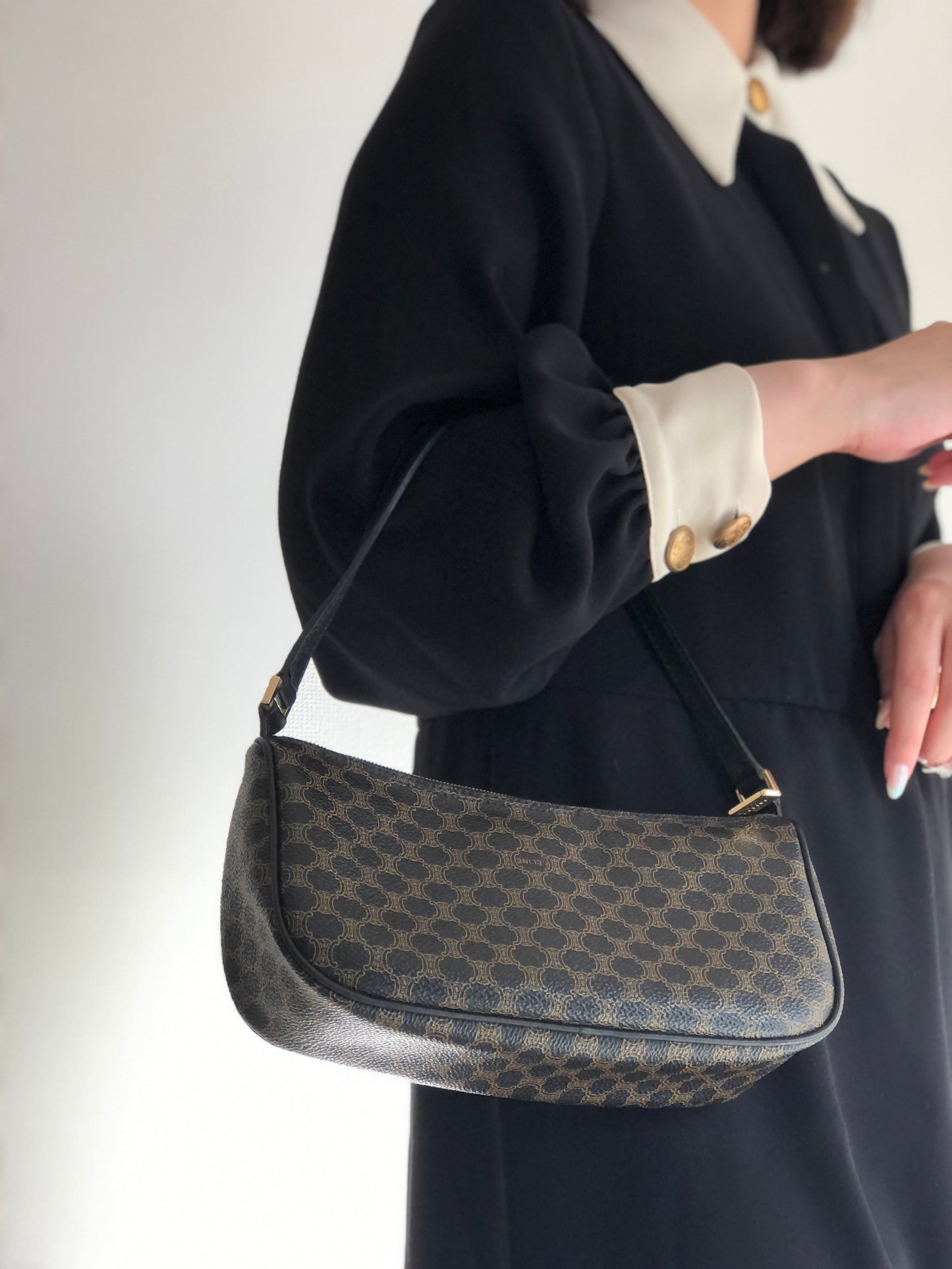 CELINE Macadam Handag Hobobag Black Old Celine Vintage hf3e83