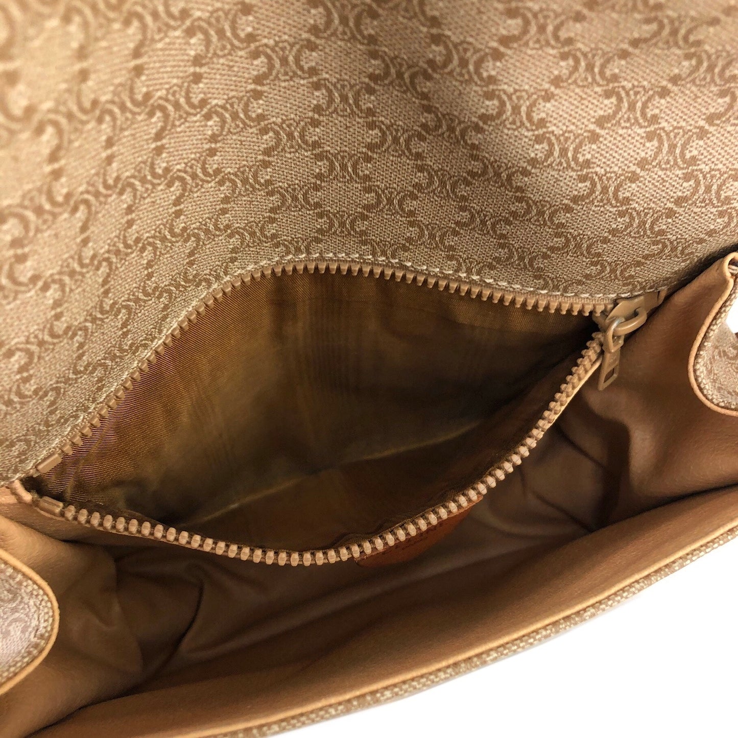 CELINE Macadam Triomphe Crossbody Shoulder bag Beige Vintage Old Celine v6hrmg