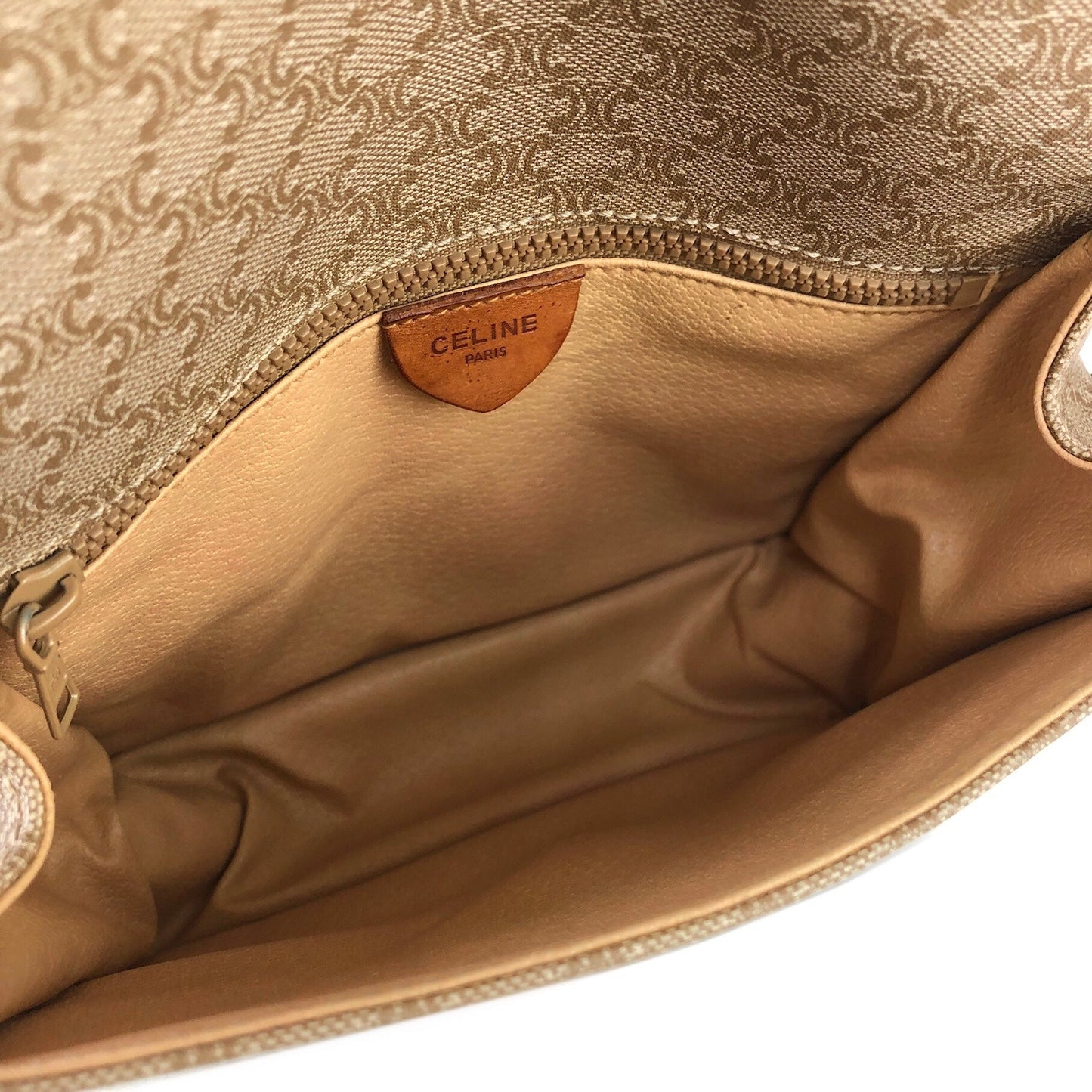 CELINE Macadam Triomphe Crossbody Shoulder bag Beige Vintage Old Celine v6hrmg