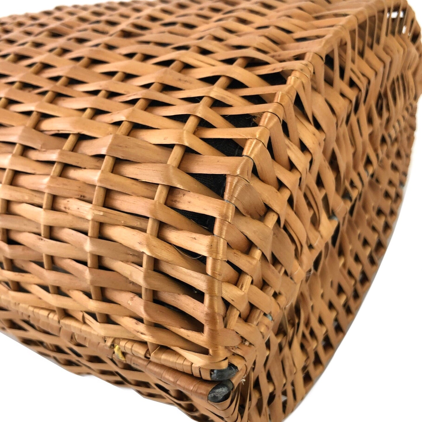 FENDI Rattan Basket bag Handbag Zucca Brown Vintage Old xzipdf