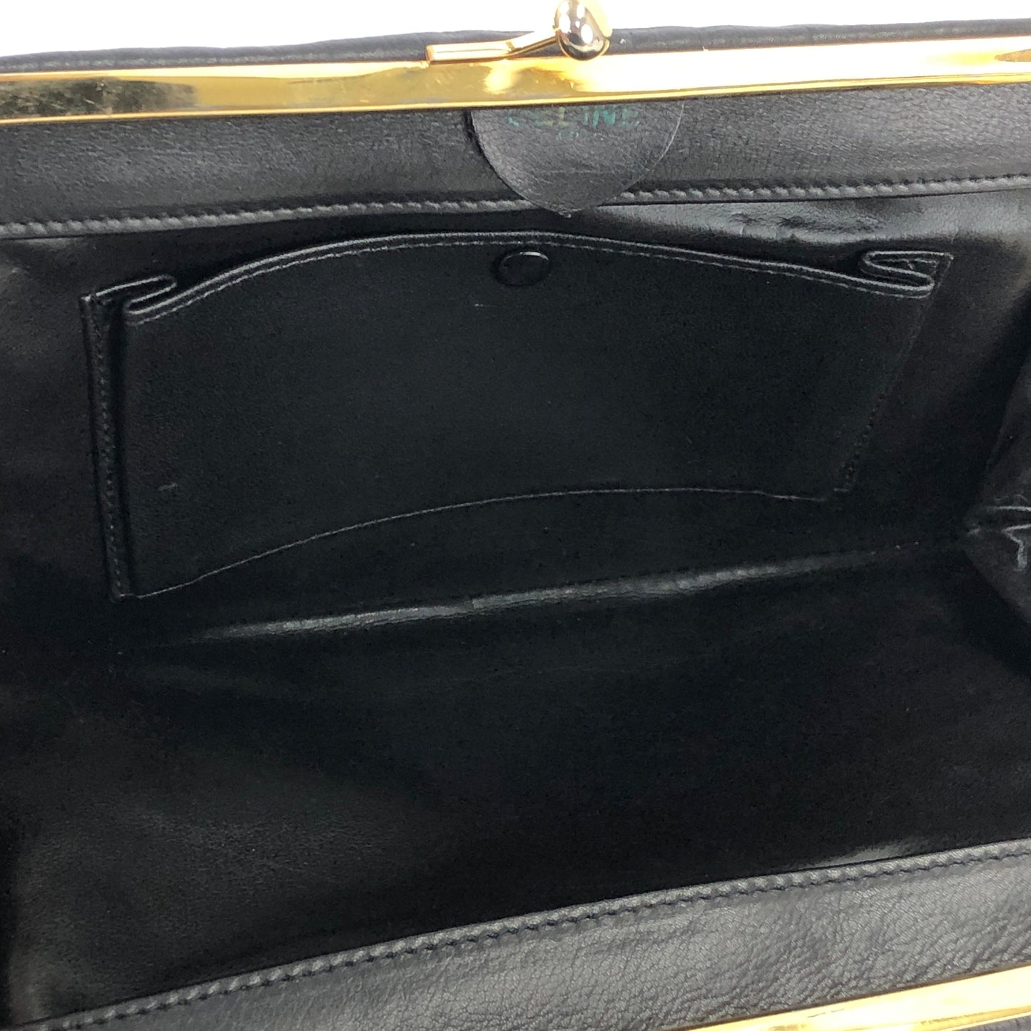 CELINE Shoulder bag Triomphe Clasp Black vintage Old Celine v4ach7