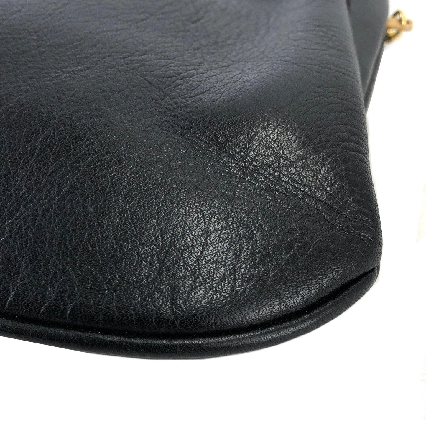CELINE Shoulder bag Triomphe Clasp Black vintage Old Celine v4ach7