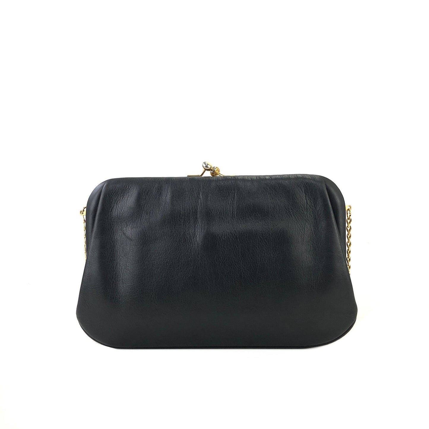 CELINE Shoulder bag Triomphe Clasp Black vintage Old Celine v4ach7