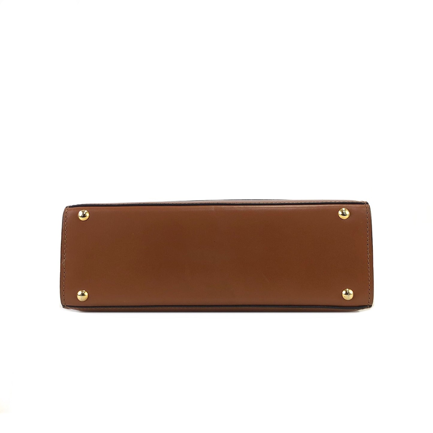 CELINE Gancini Logo Box Handbag Brown Vintage Old CELINE yv5uv8