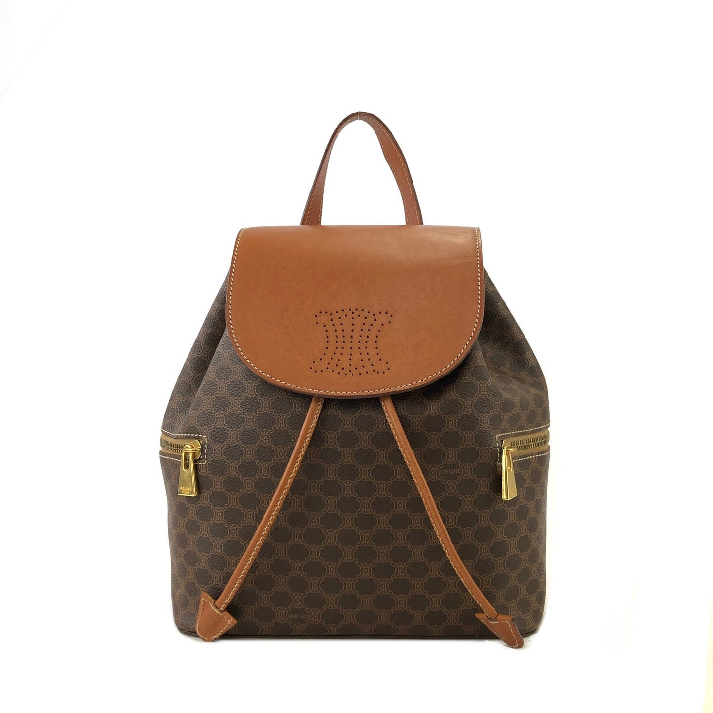 CELINE Macadam Triomphe Backpack Brown Vintage Old Celine b6pzvj